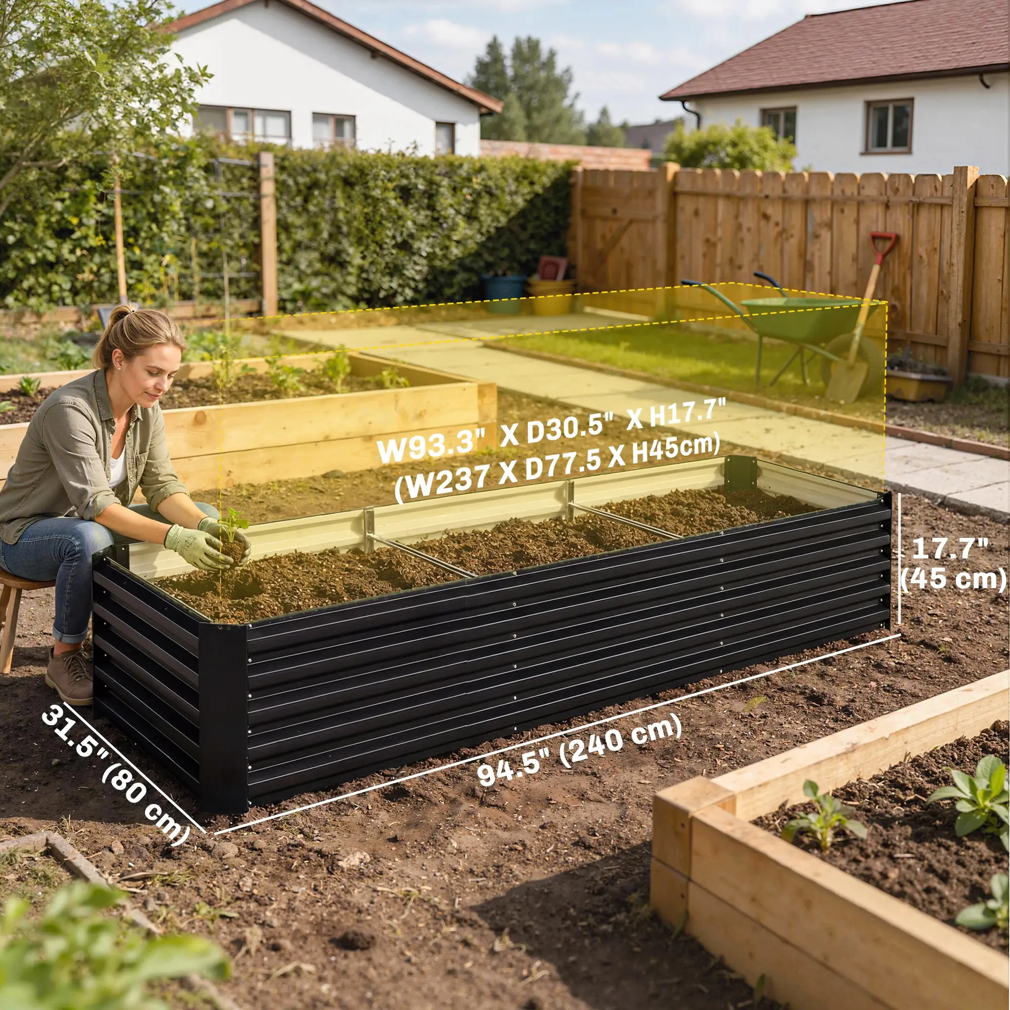 8 x 2.6 x 1.5ft Galvanized Raised Garden Bed, Black Outdoor Planter Box, Black - Image 3