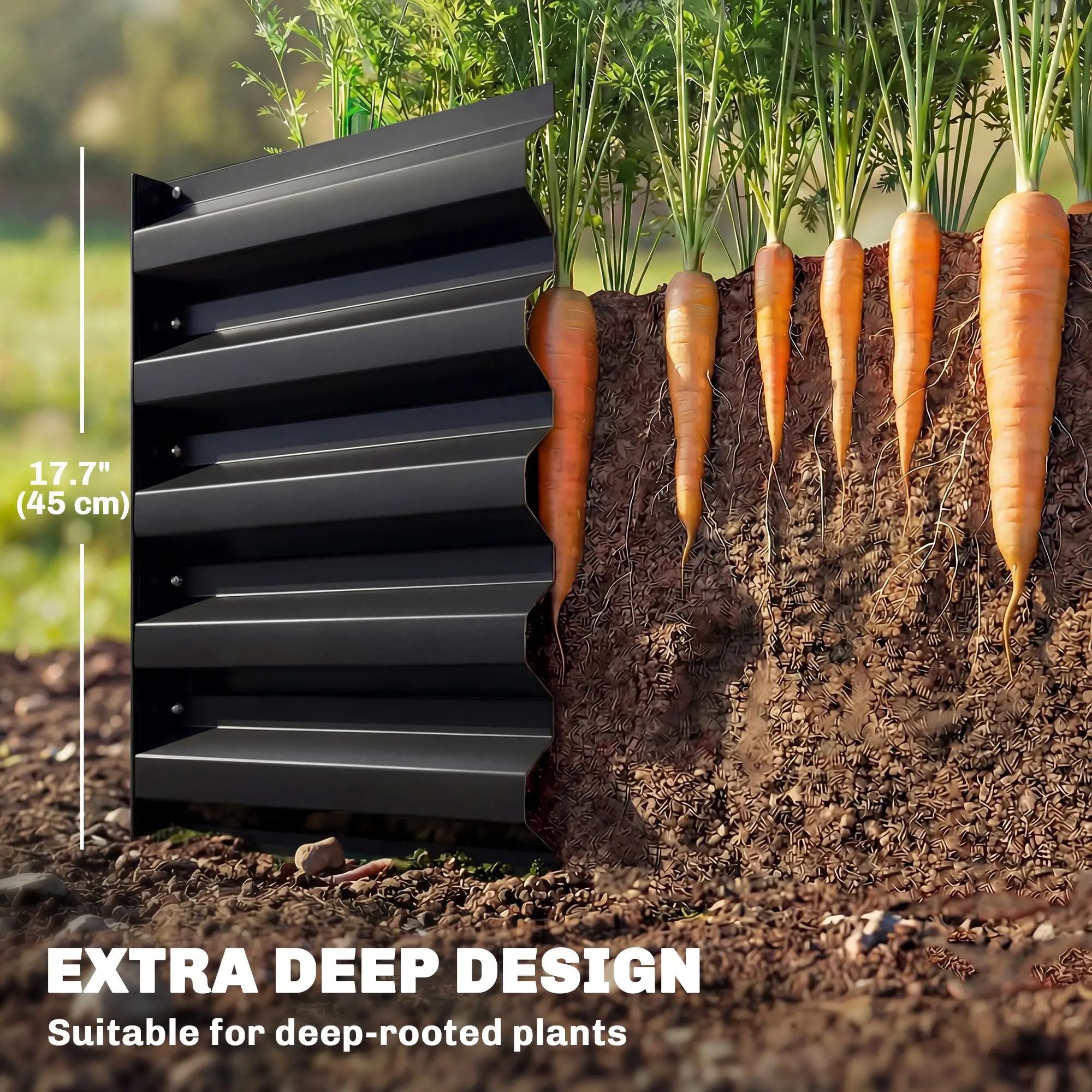 8 x 2.6 x 1.5ft Galvanized Raised Garden Bed, Black Outdoor Planter Box, Black - Image 4