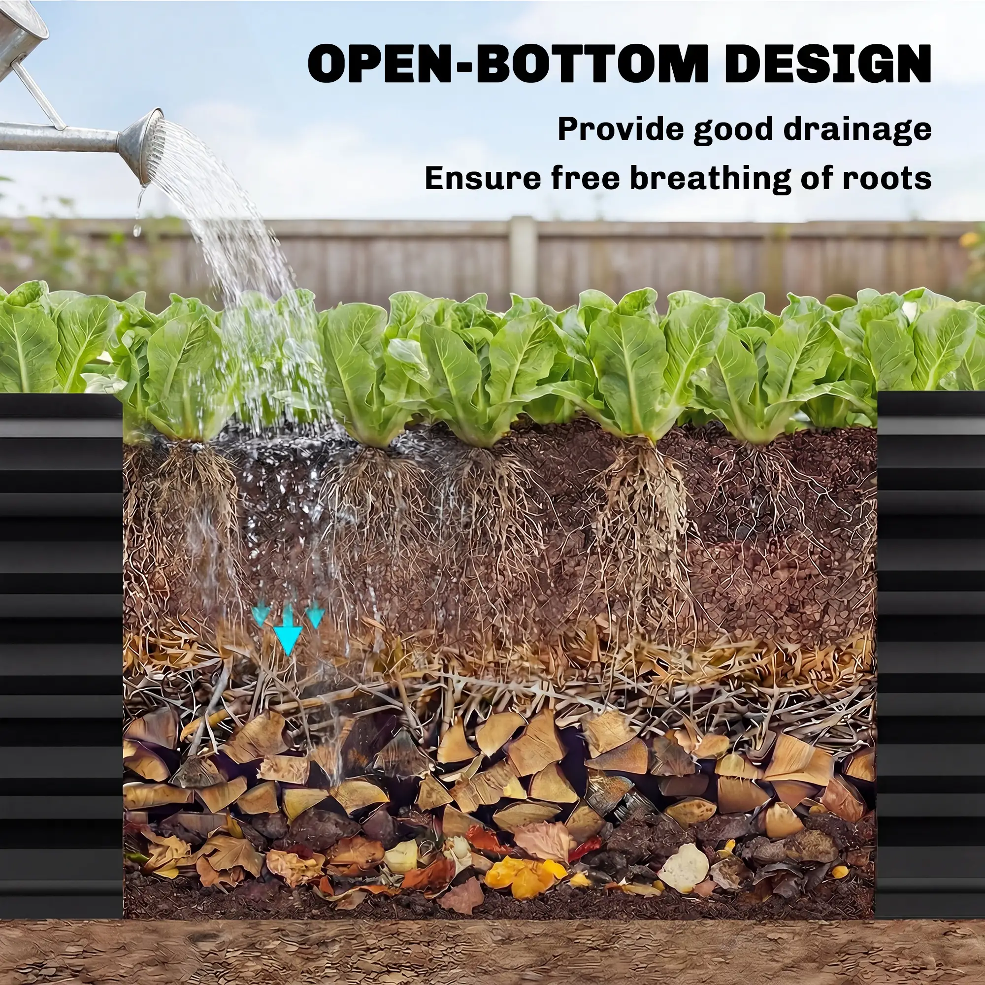 8 x 2.6 x 1.5ft Galvanized Raised Garden Bed, Black Outdoor Planter Box, Black - Image 6