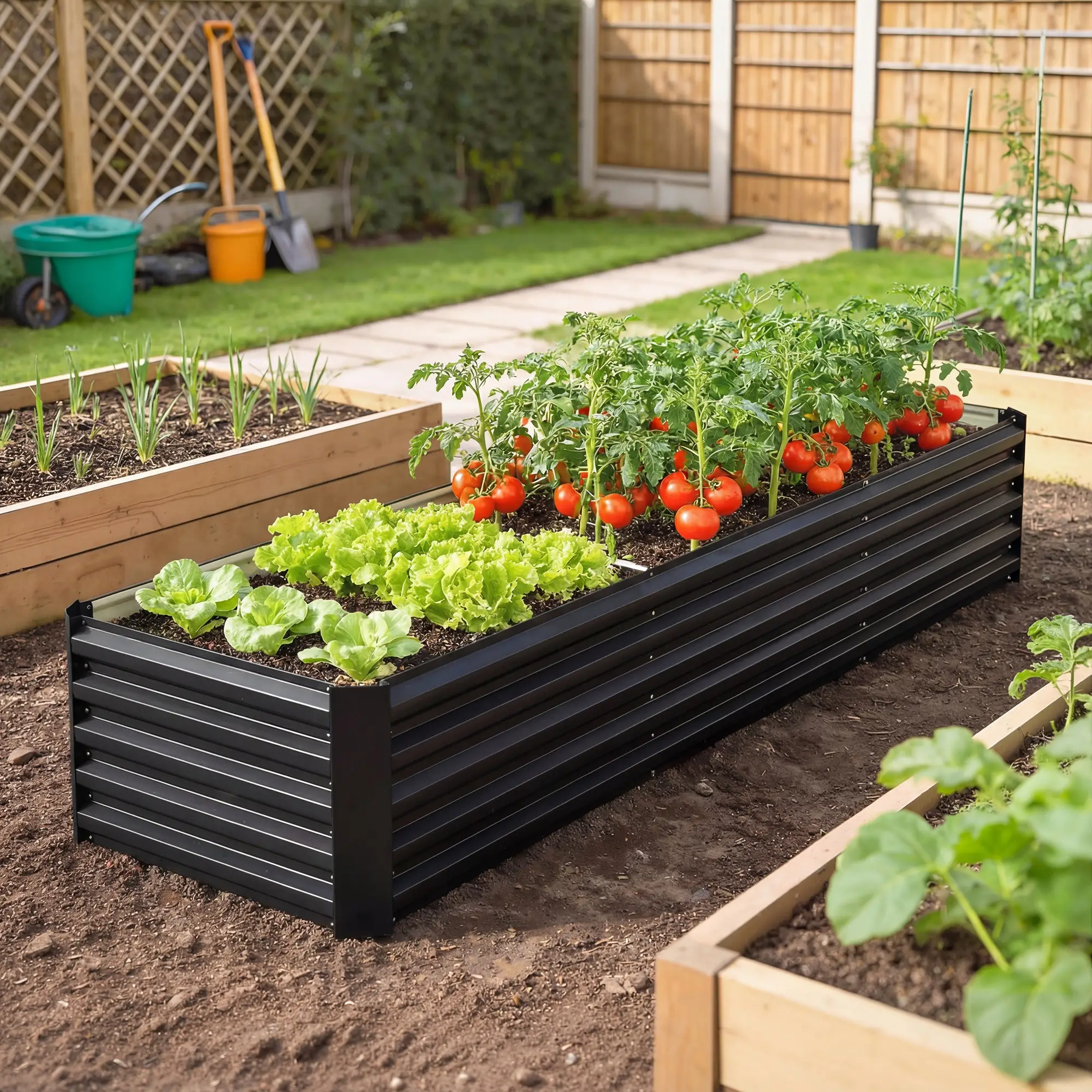 8 x 2.6 x 1.5ft Galvanized Raised Garden Bed, Black Outdoor Planter Box, Black - Image 8