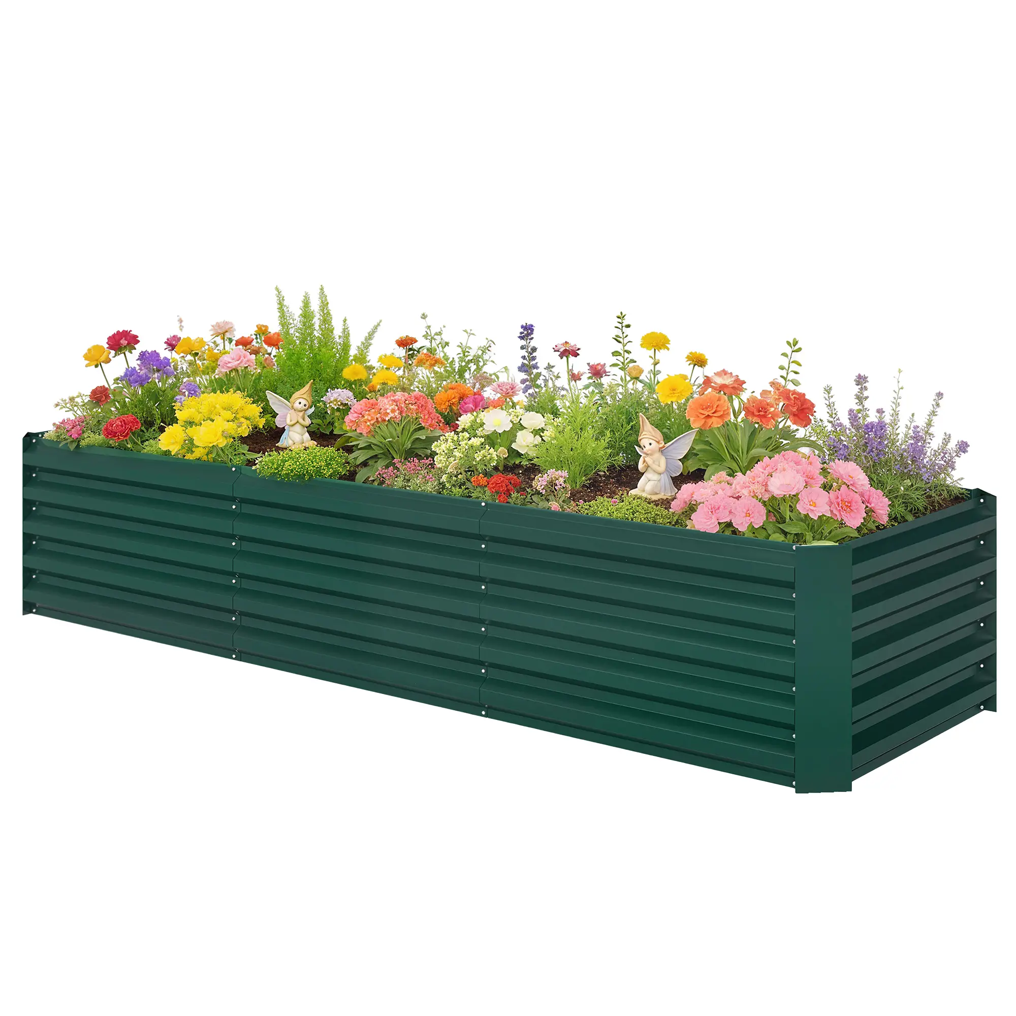 8 x 2.6 x 1.5ft Galvanized Raised Garden Bed, Outdoor Planter Box, Green
