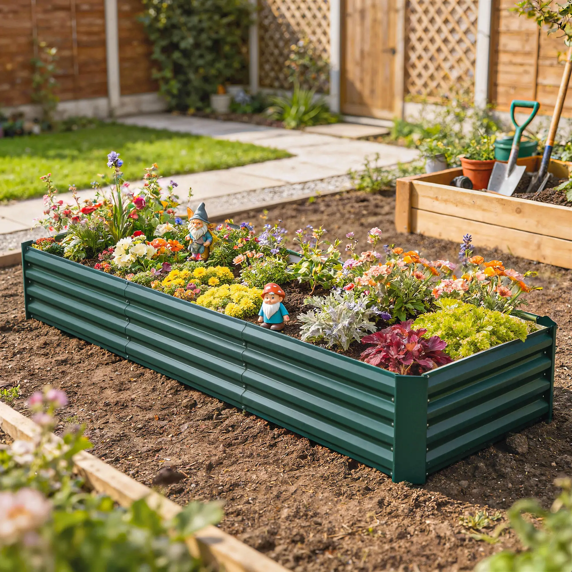 8 x 2.6 x 1.5ft Galvanized Raised Garden Bed, Outdoor Planter Box, Green - Image 2