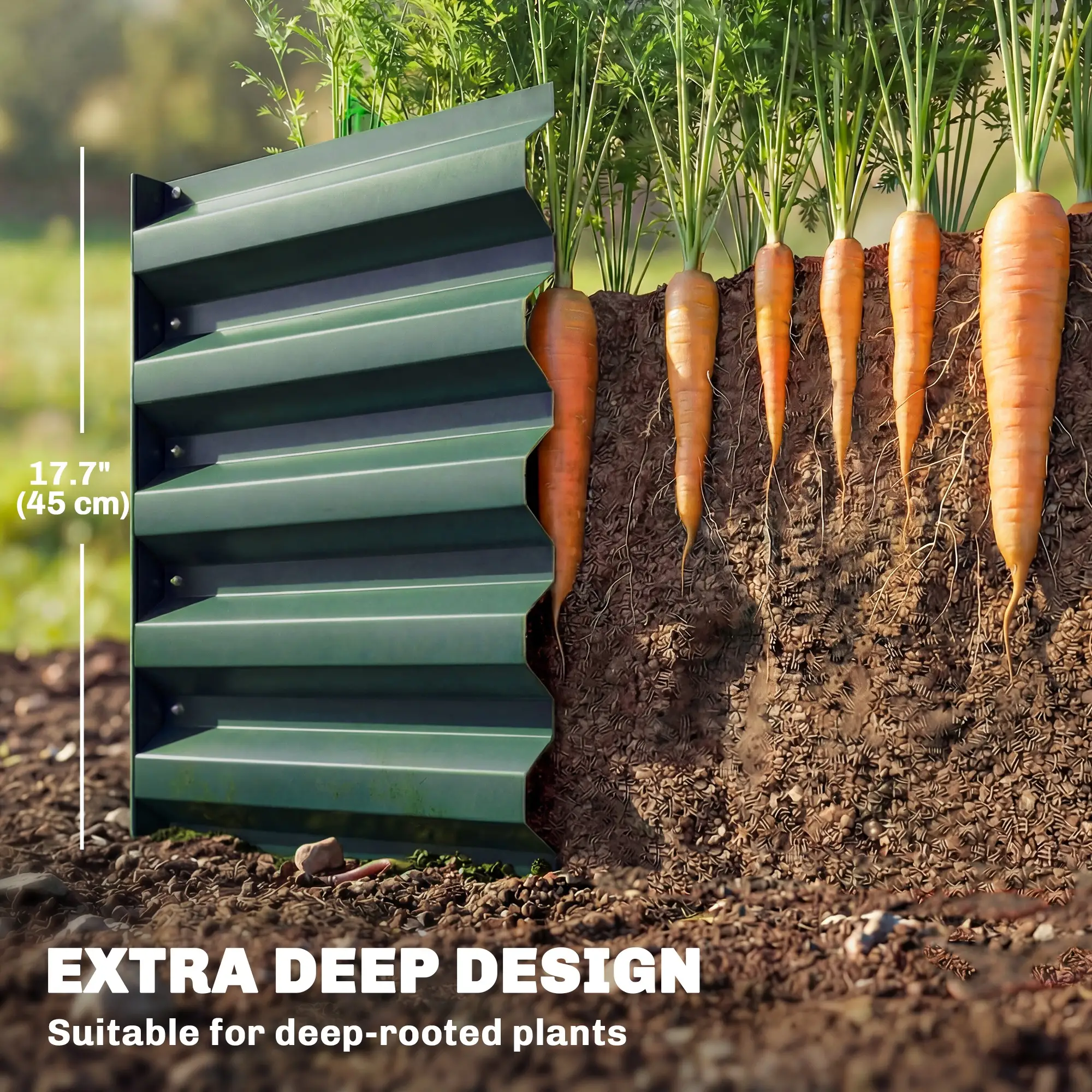 8 x 2.6 x 1.5ft Galvanized Raised Garden Bed, Outdoor Planter Box, Green - Image 4