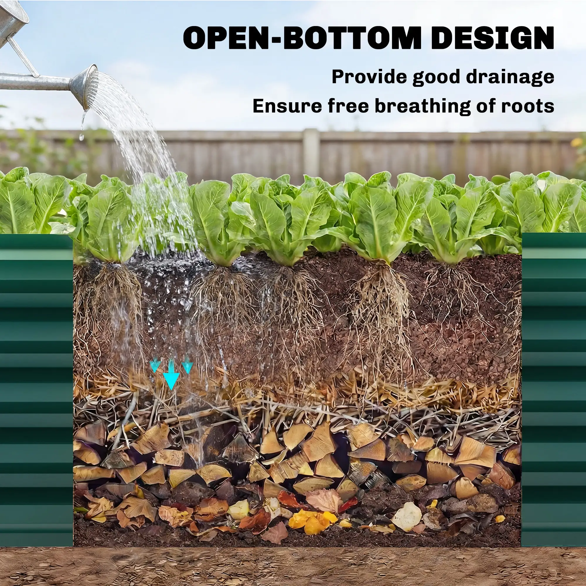 8 x 2.6 x 1.5ft Galvanized Raised Garden Bed, Outdoor Planter Box, Green - Image 6
