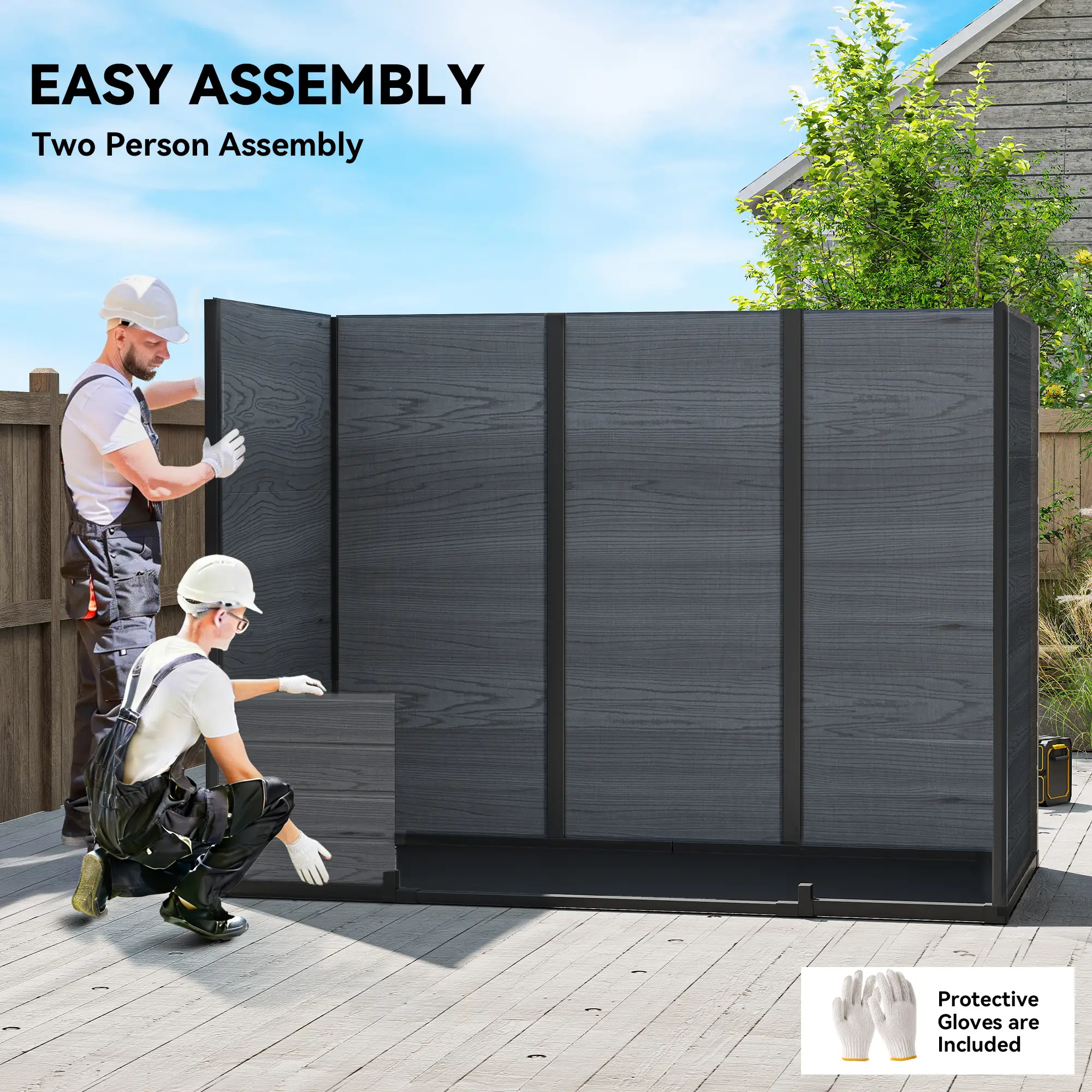 8 x 4 ft Dark Grey Resin Garden Shed, Wood-Effect Outdoor Storage, Dark Grey - Image 7