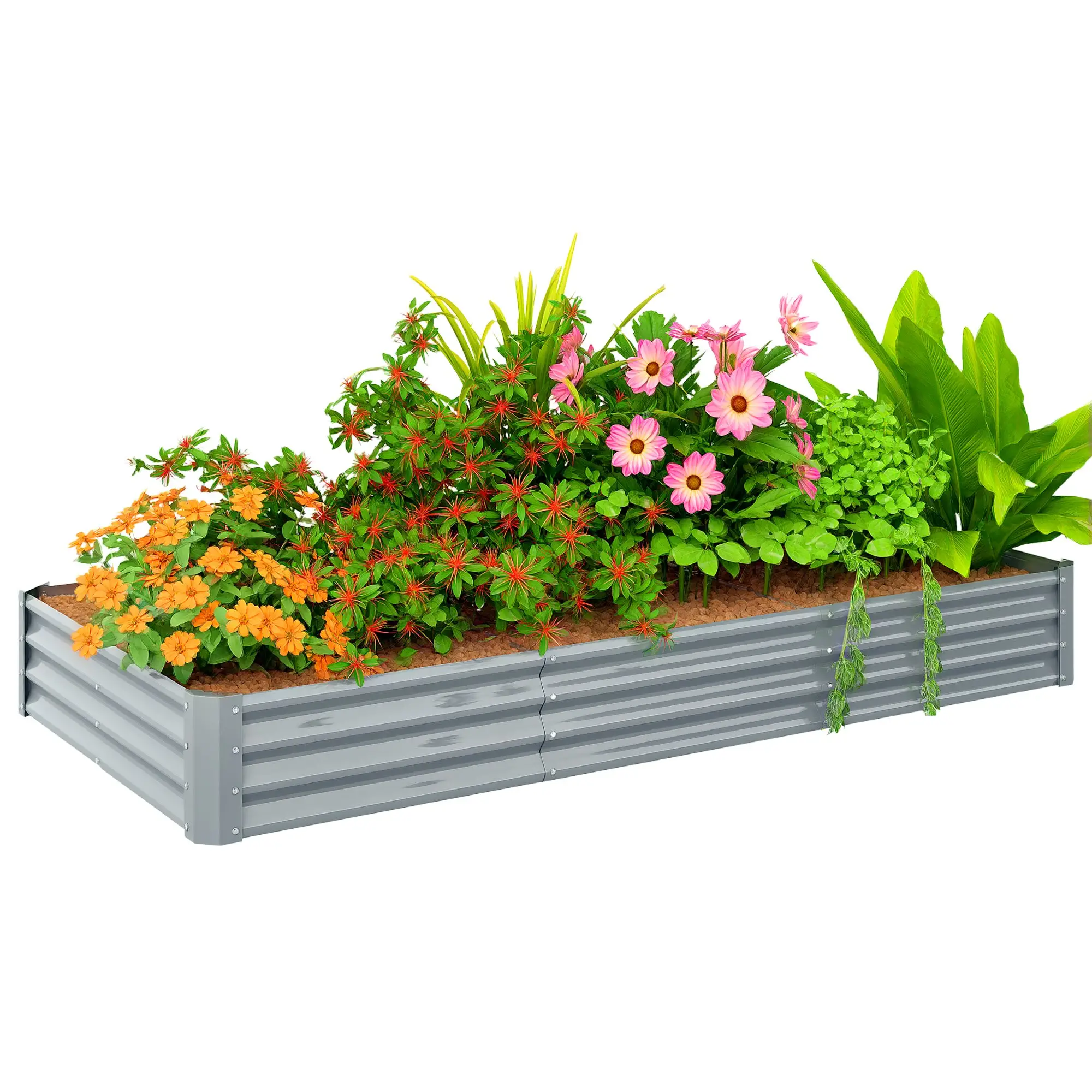 8 x 4 x 1ft Galvanized Raised Garden Bed, Reinforced Outdoor Planter Box, Silver - Image 11