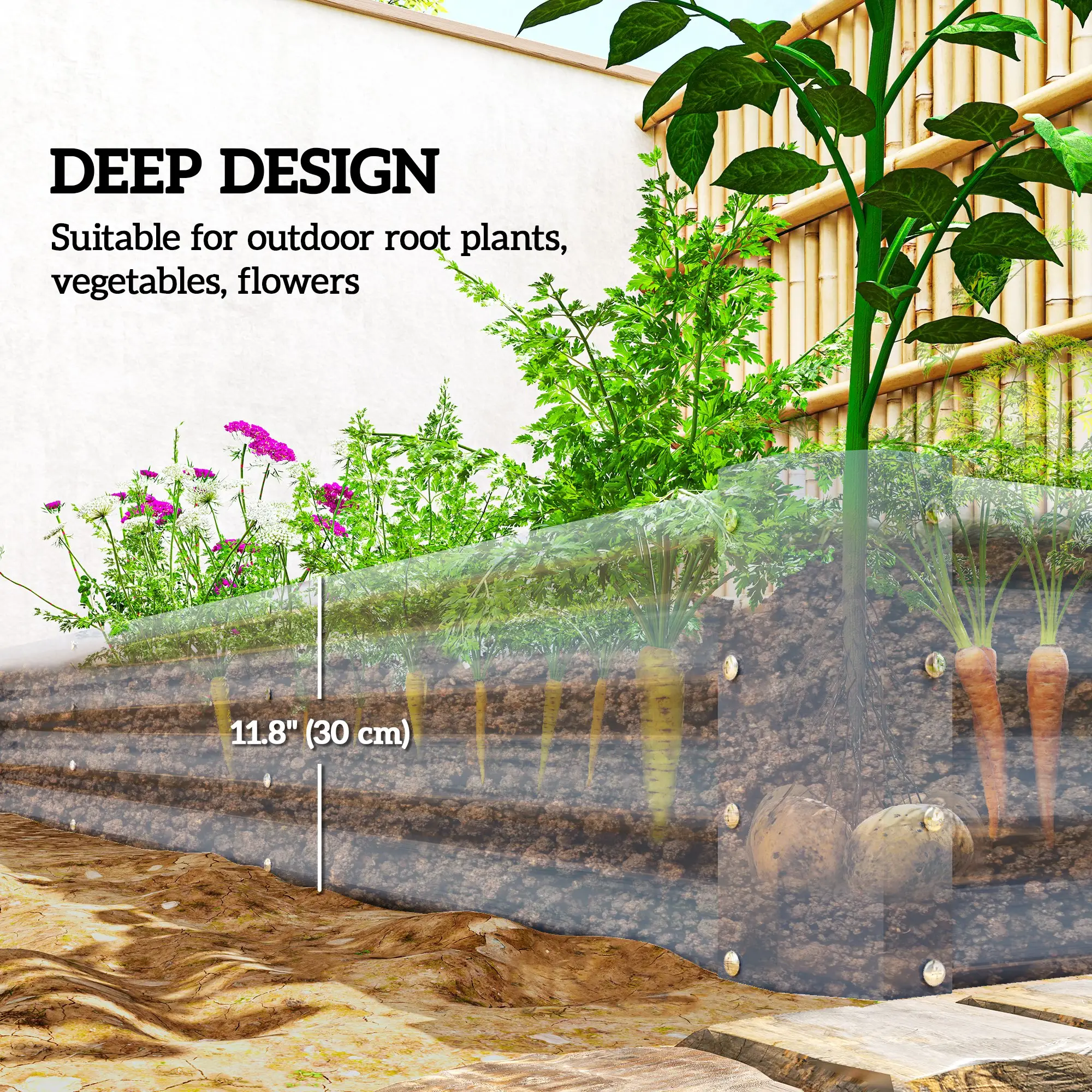 8 x 4 x 1ft Galvanized Raised Garden Bed, Reinforced Outdoor Planter Box, Silver - Image 4
