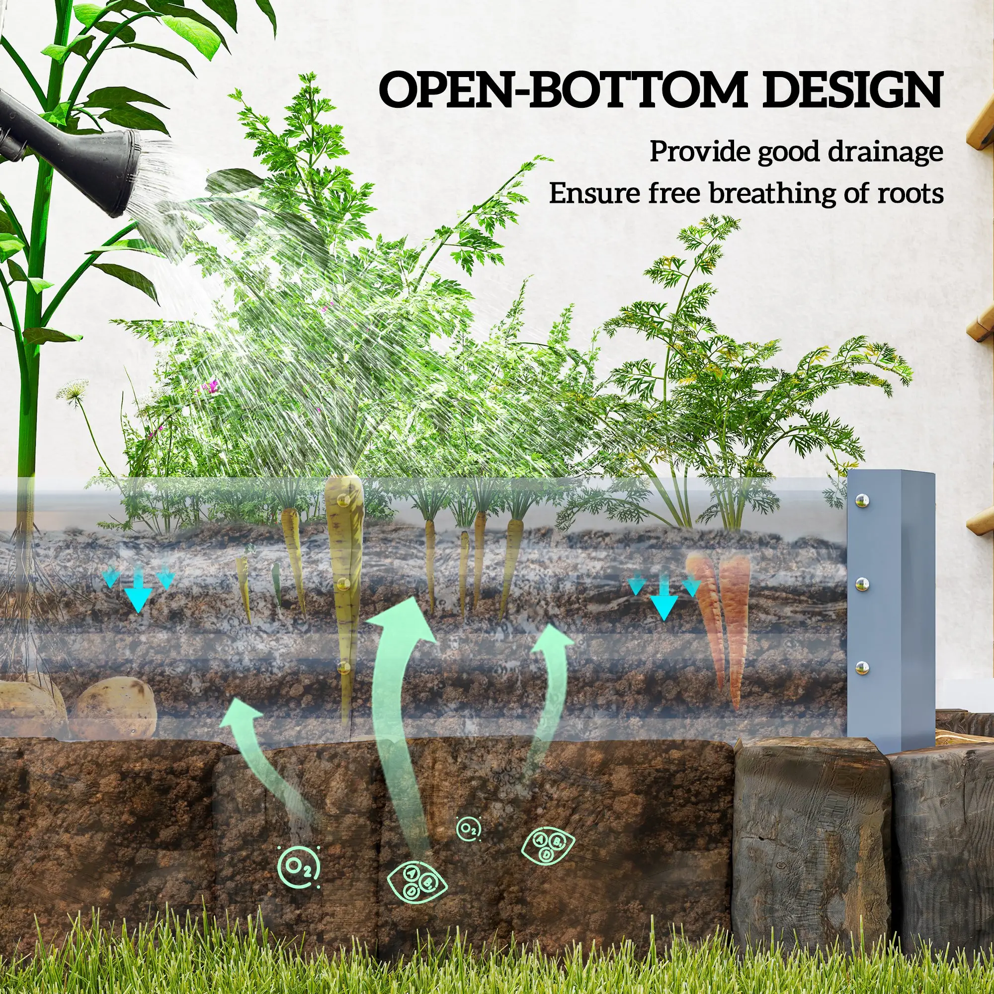 8 x 4 x 1ft Galvanized Raised Garden Bed, Reinforced Outdoor Planter Box, Silver - Image 6