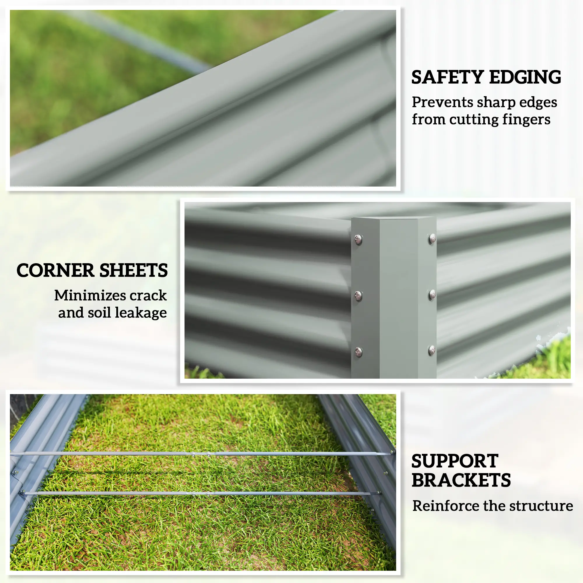 8 x 4 x 1ft Galvanized Raised Garden Bed, Reinforced Outdoor Planter Box, Silver - Image 7