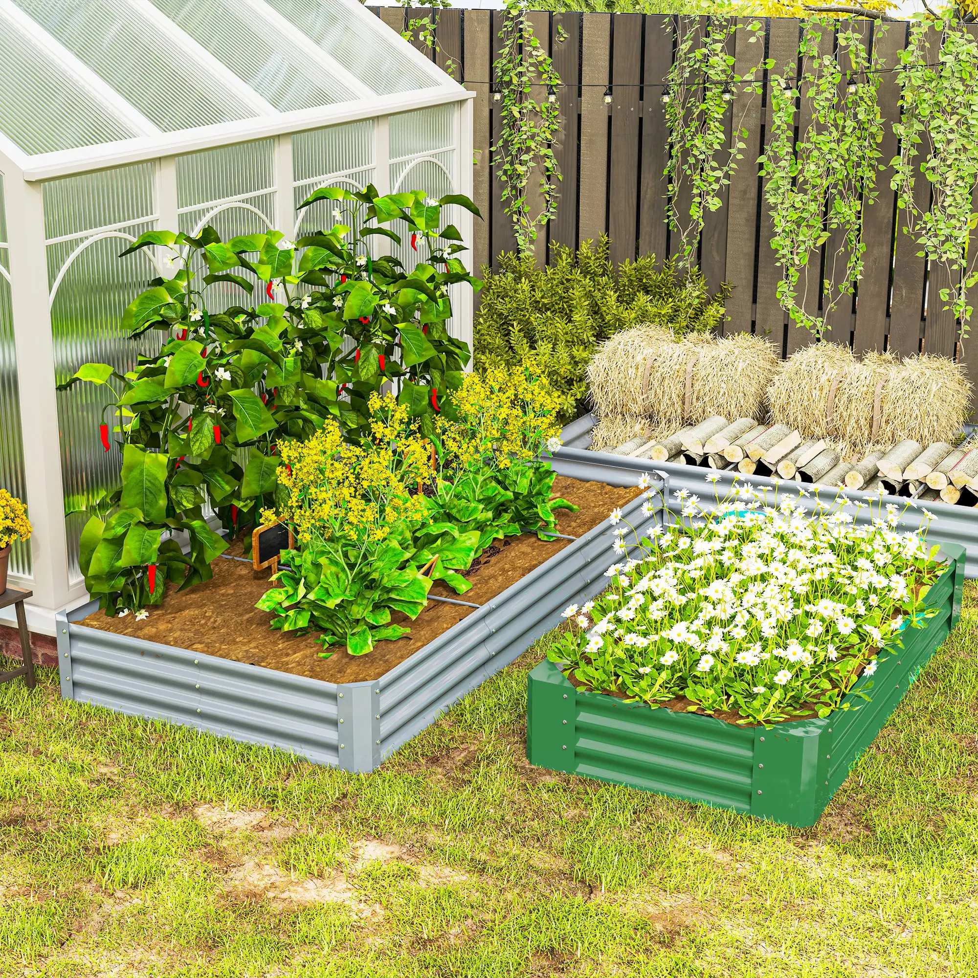 8 x 4 x 1ft Galvanized Raised Garden Bed, Reinforced Outdoor Planter Box, Silver - Image 9