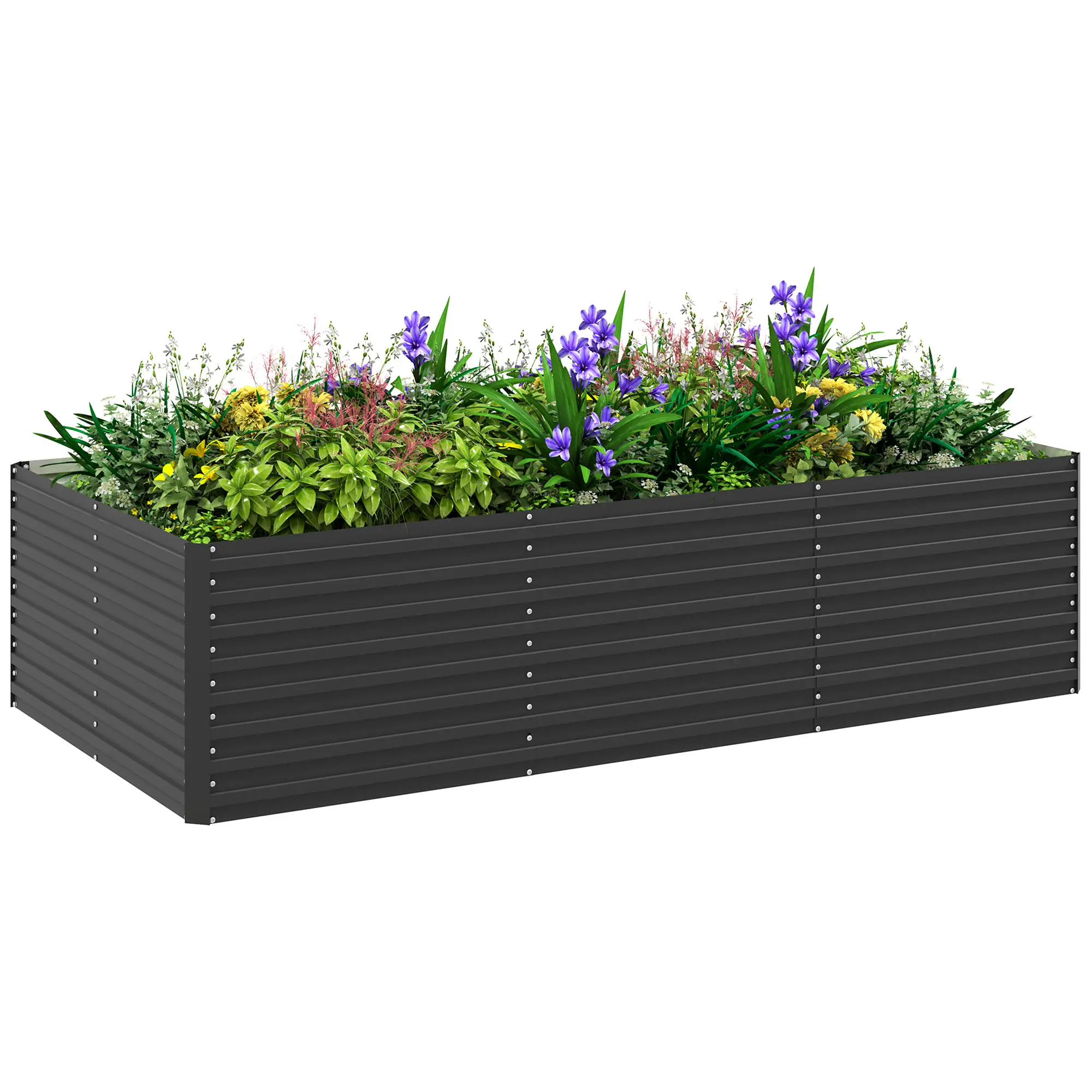8' x 4' x 2' Raised Garden Bed, Galvanized Planter Box, Dark Grey - Image 11
