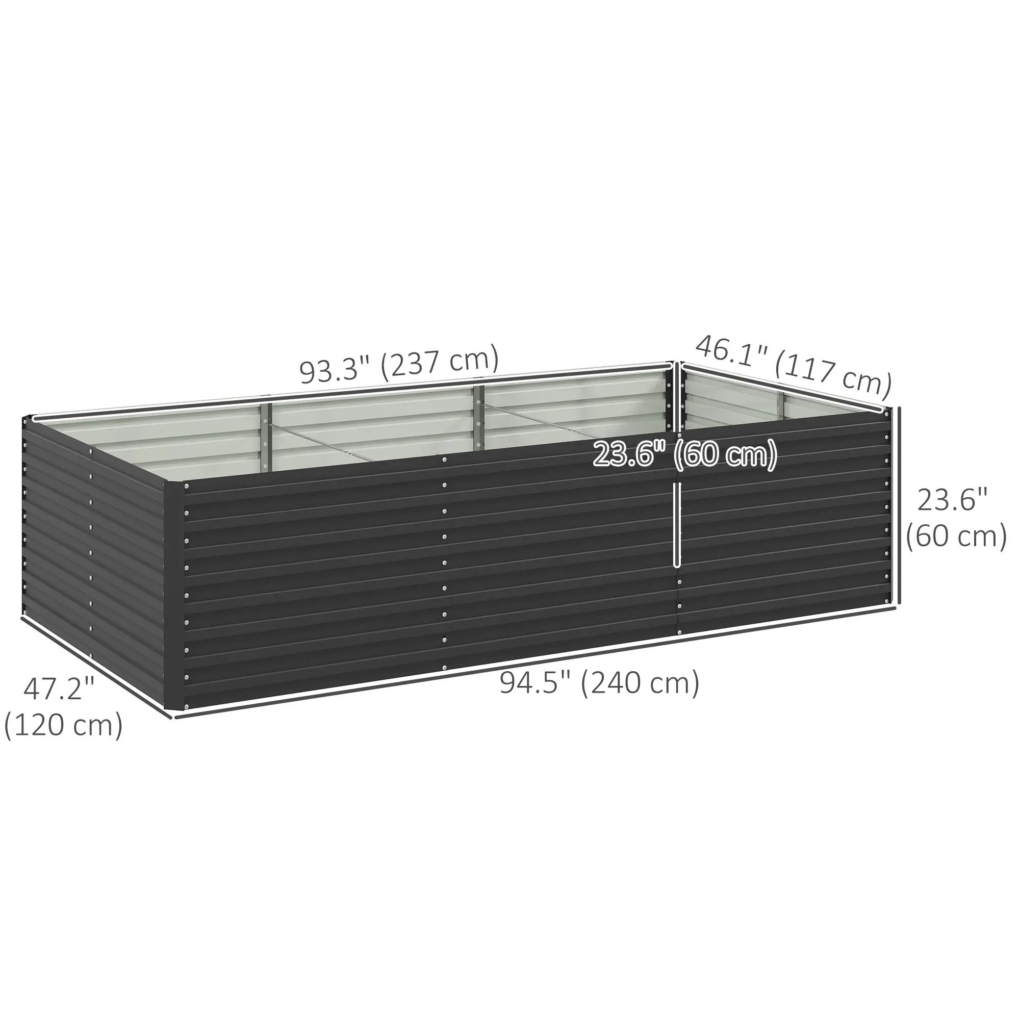 8' x 4' x 2' Raised Garden Bed, Galvanized Planter Box, Dark Grey - Image 3