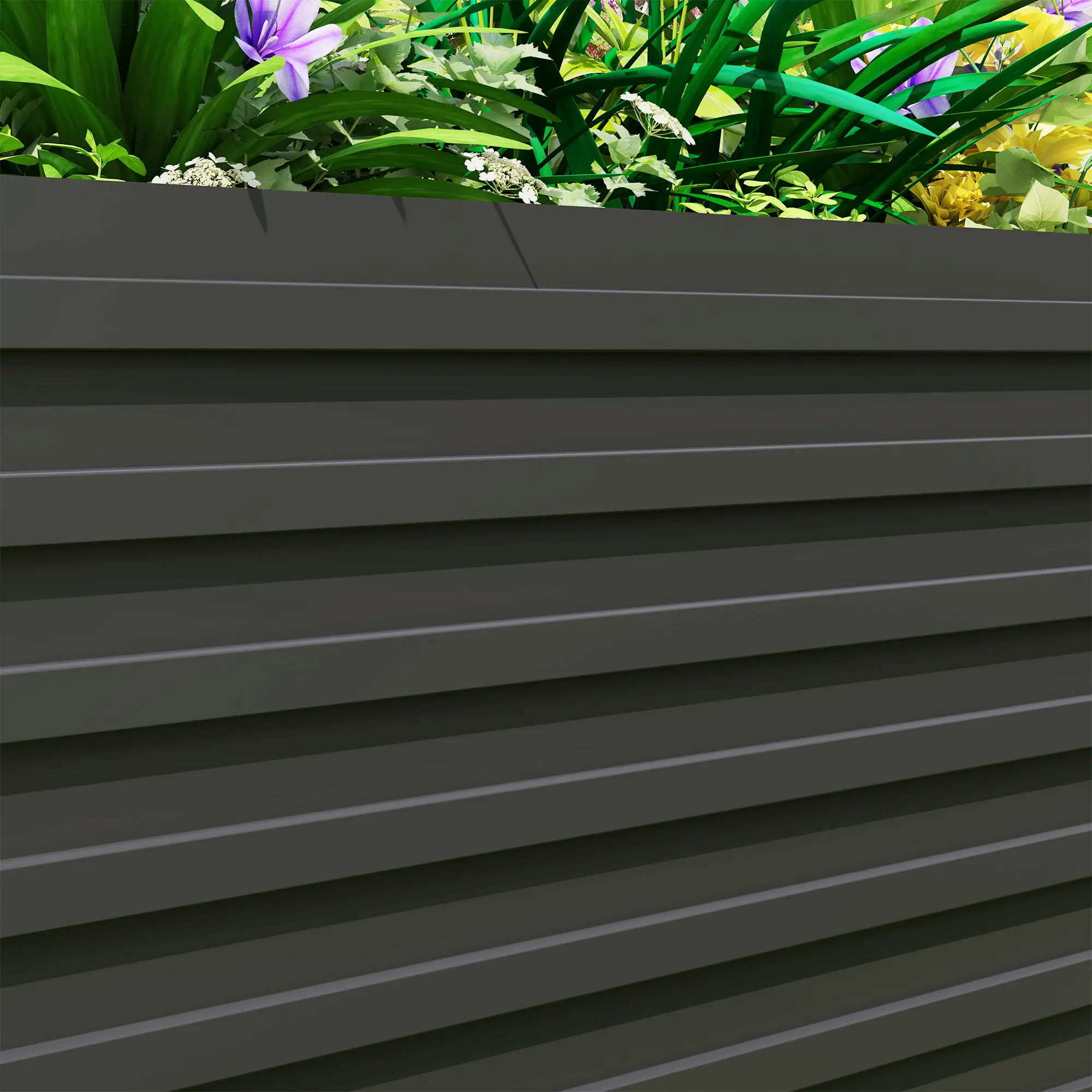 8' x 4' x 2' Raised Garden Bed, Galvanized Planter Box, Dark Grey - Image 9