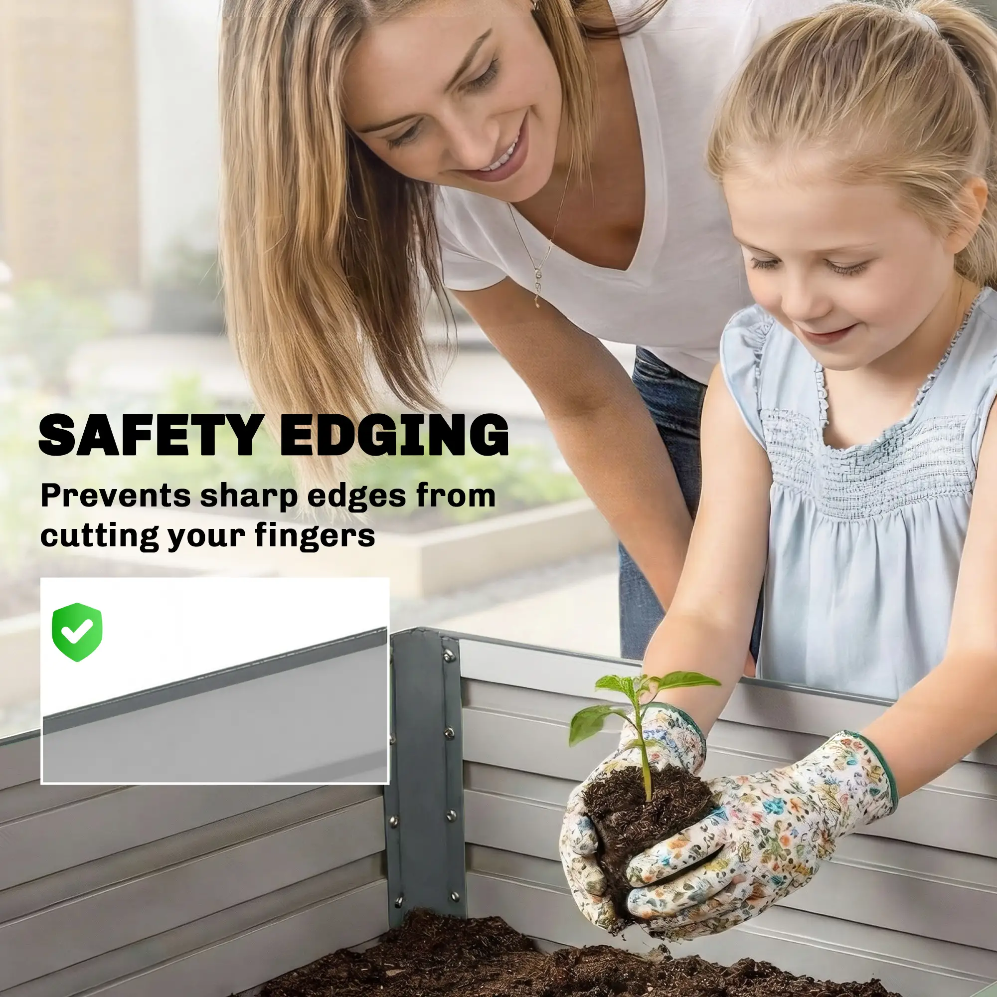 8' x 4' x 2' Raised Garden Bed, Galvanized Planter Box, Light Grey - Image 7
