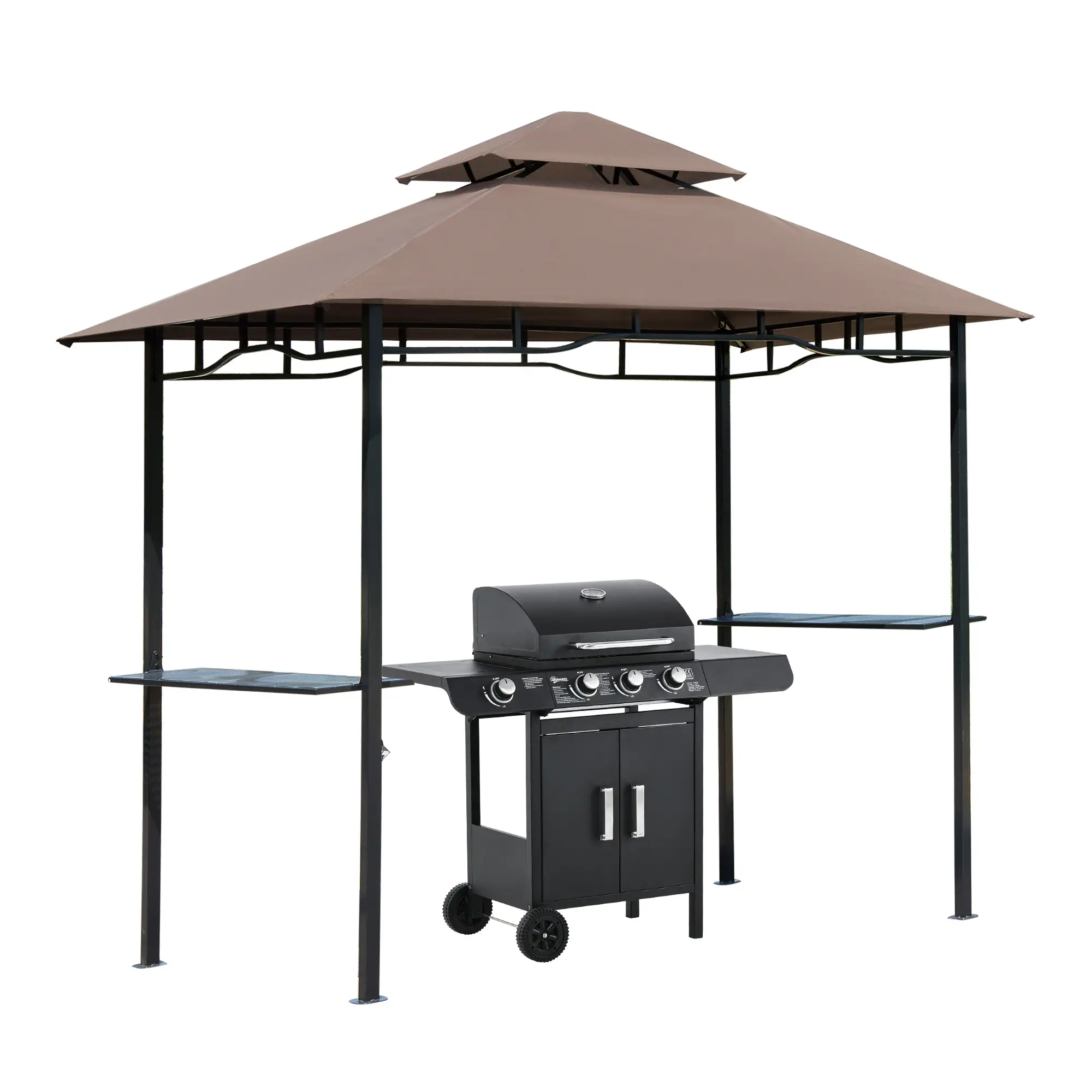 8' x 5' BBQ Grill Gazebo Tent, Double Tiered Canopy, Outdoor Sun Shade - Image 11