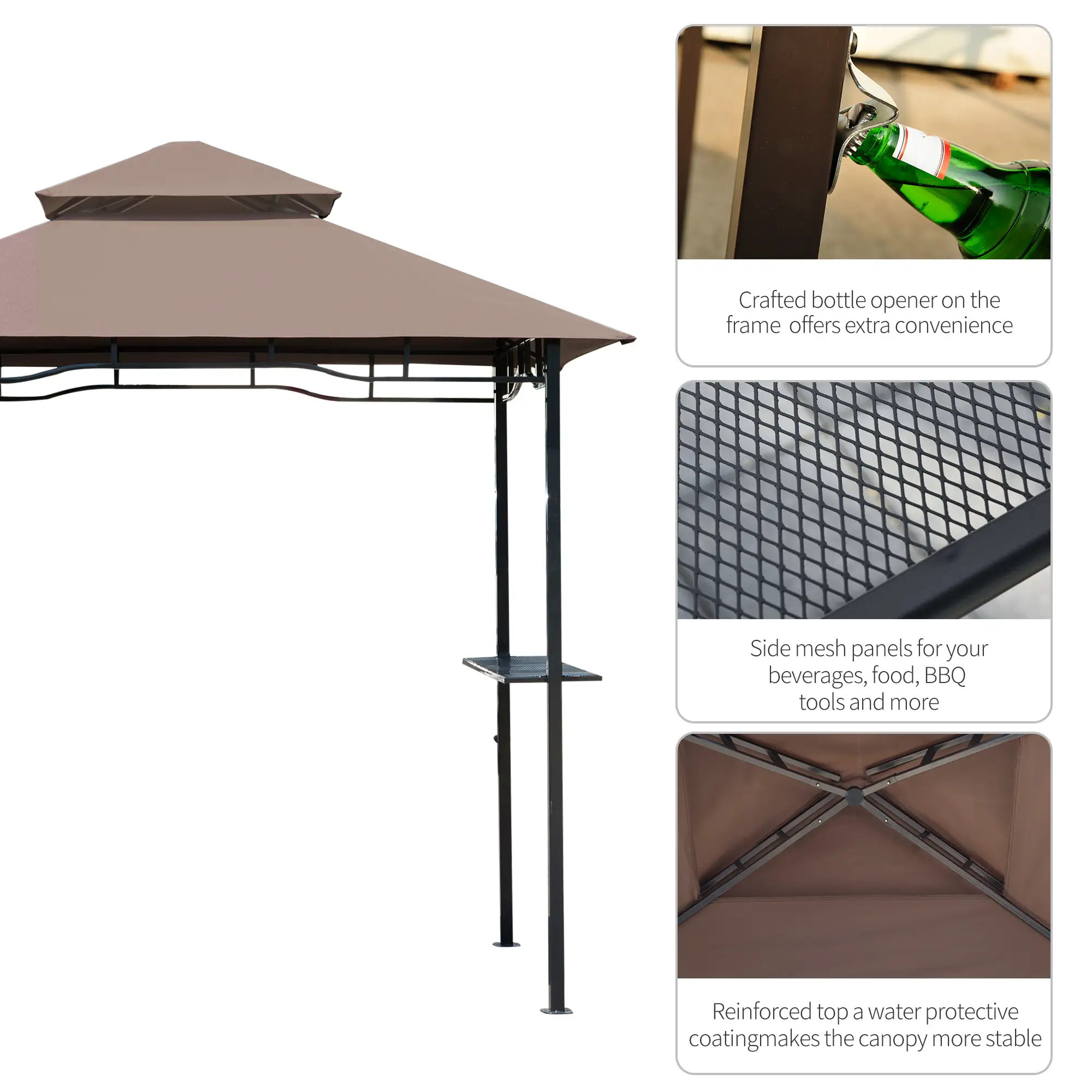 8' x 5' BBQ Grill Gazebo Tent, Double Tiered Canopy, Outdoor Sun Shade - Image 5