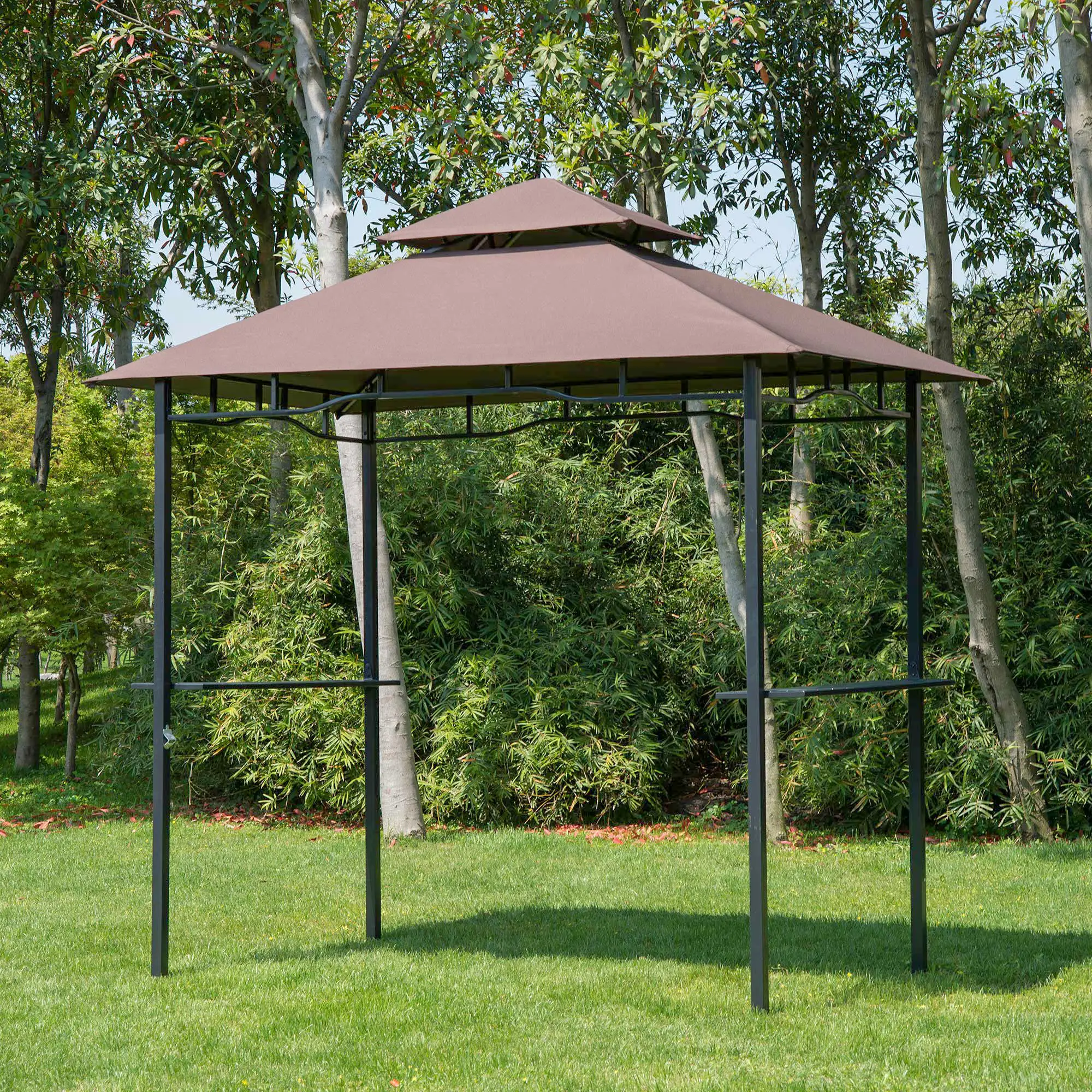 8' x 5' BBQ Grill Gazebo Tent, Double Tiered Canopy, Outdoor Sun Shade - Image 8