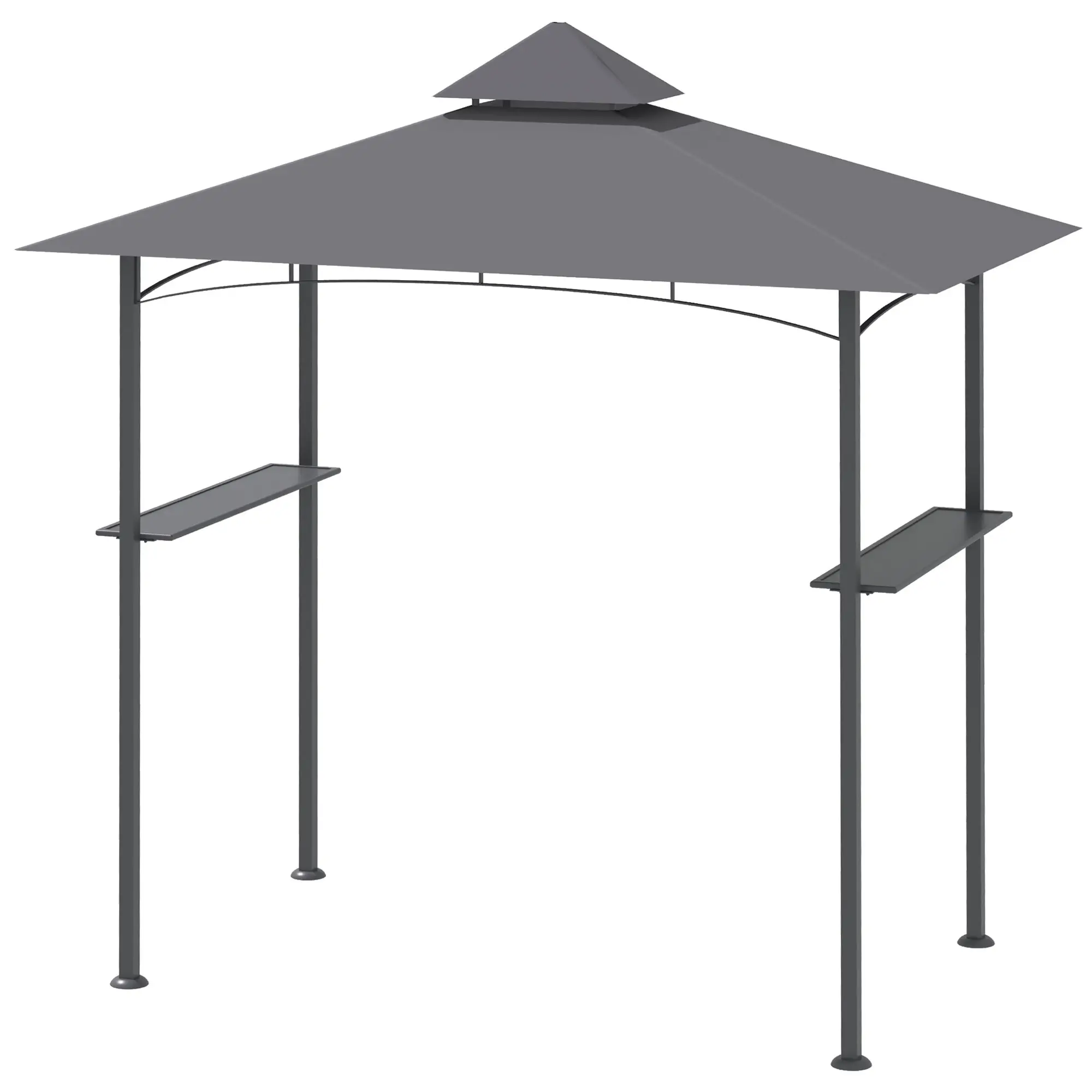 8' x 5' BBQ Grill Gazebo Tent, Double Tiered Canopy, Outdoor Sun Shade, Grey - Image 11