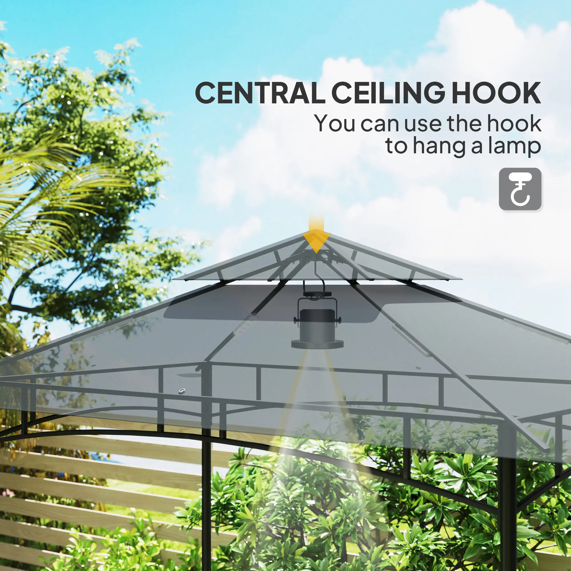 8' x 5' Outdoor Grill Gazebo, Double Tiered With Shelves, Dark Grey - Image 6