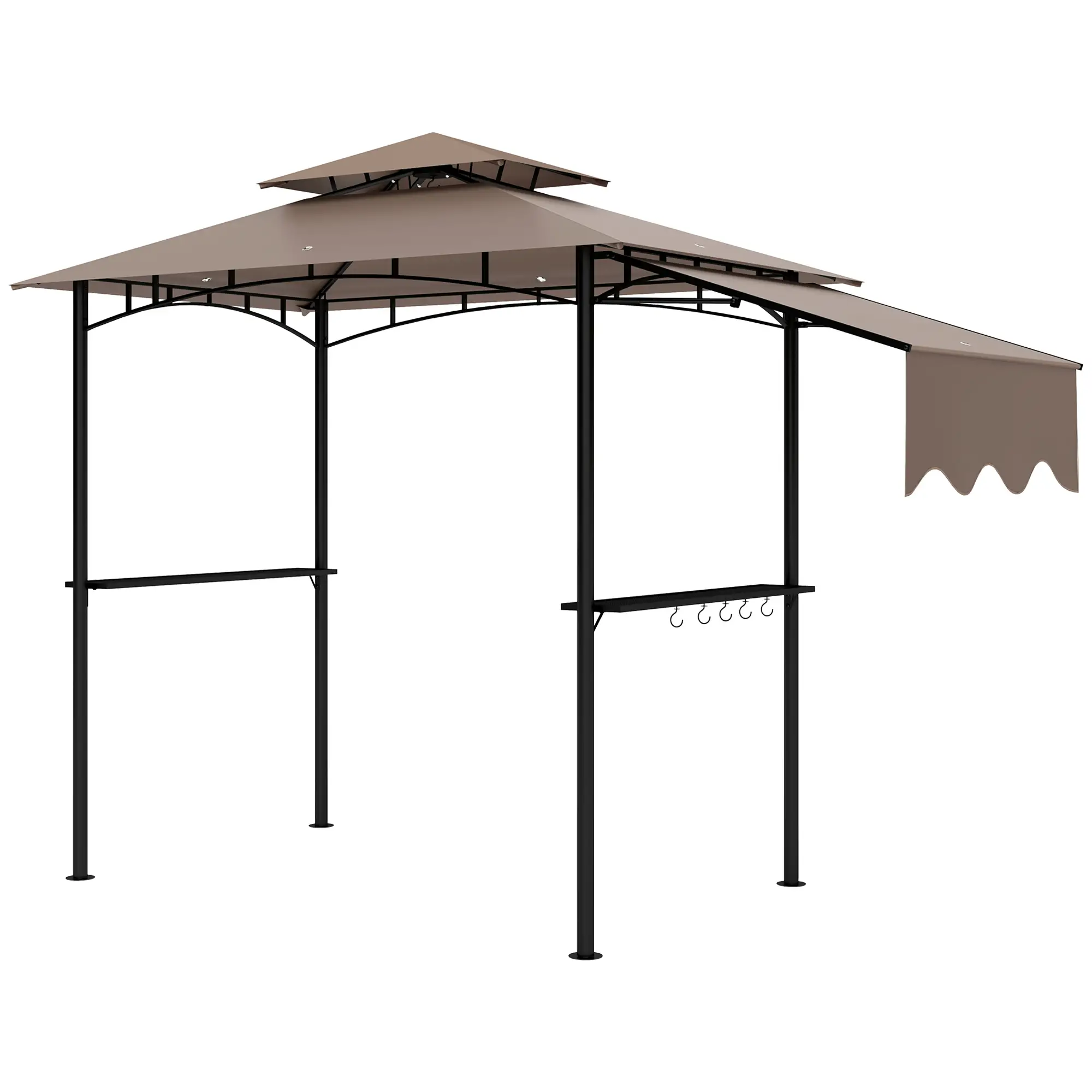8' x 5' Grill Gazebo, Double Tiered Barbecue Shelter, Khaki - Image 11