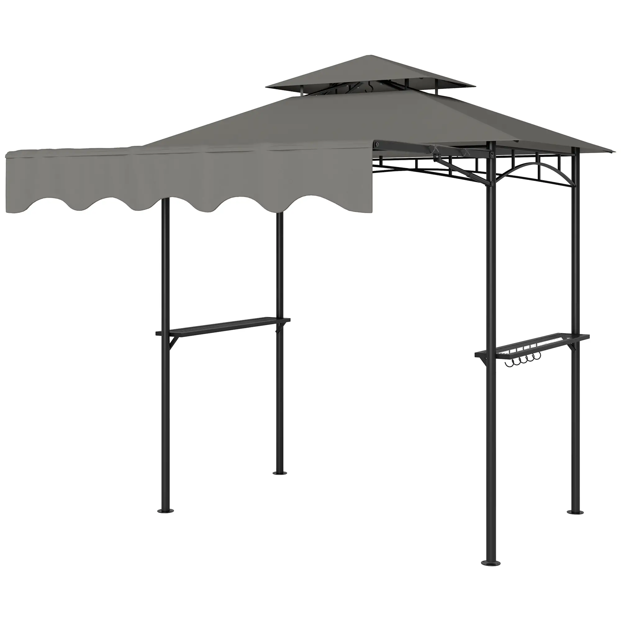 8' x 5' Grill Gazebo, Double Tiered, Light Grey