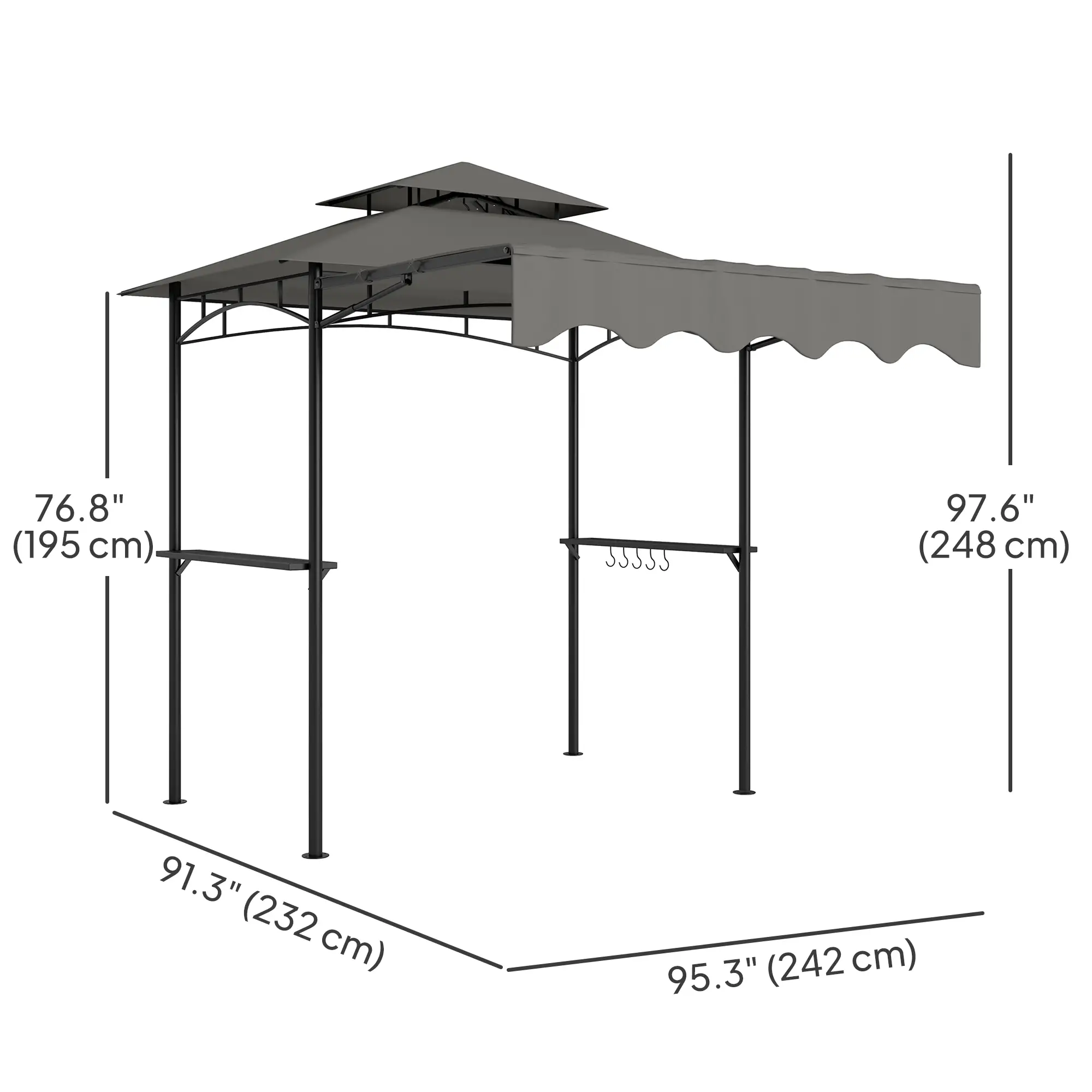 8' x 5' Grill Gazebo, Double Tiered, Light Grey - Image 3