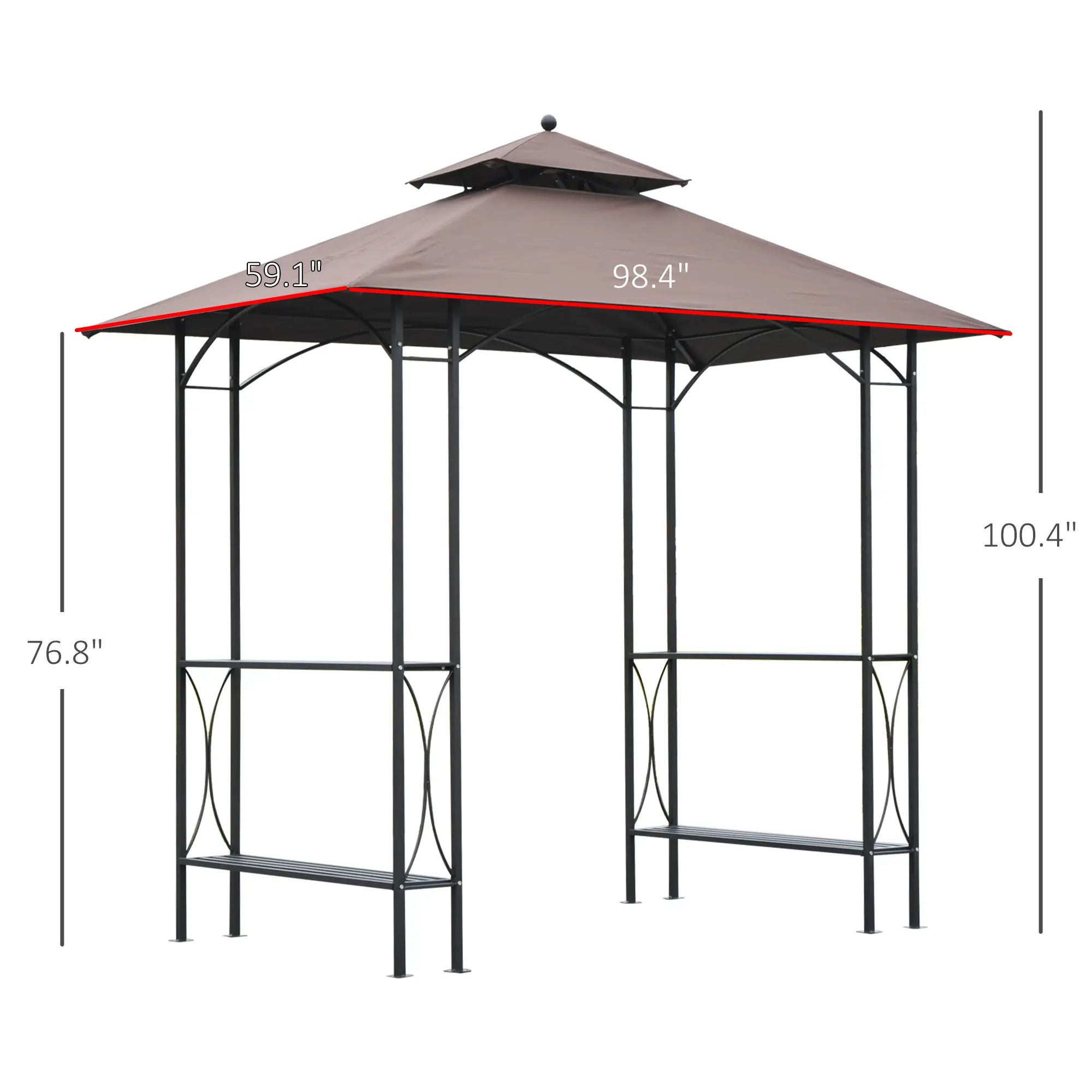 8' x 5' Grill Gazebo, Double Tiered Tent Pavilion, Garden Sun Shade - Image 3