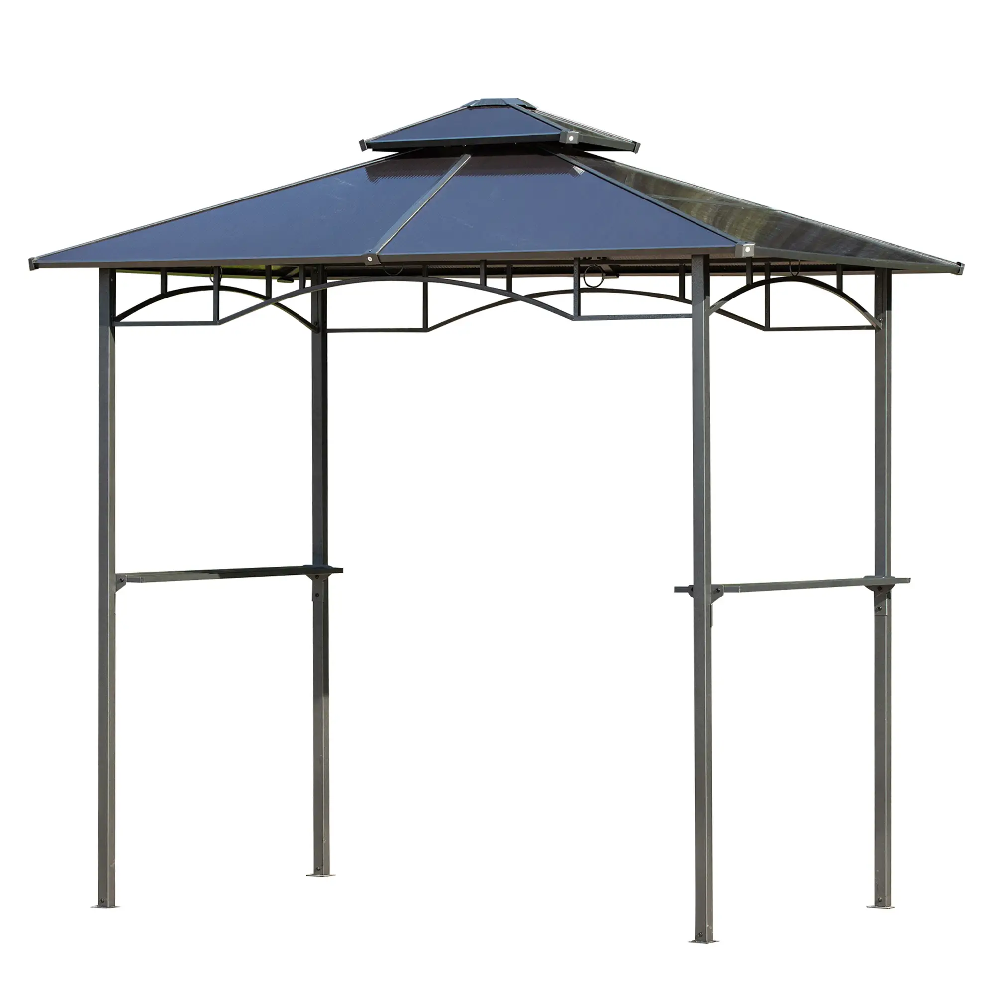8' x 5' Hardtop Grill Gazebo, Aluminum BBQ Canopy, Outdoor With Side Shelves - Image 11