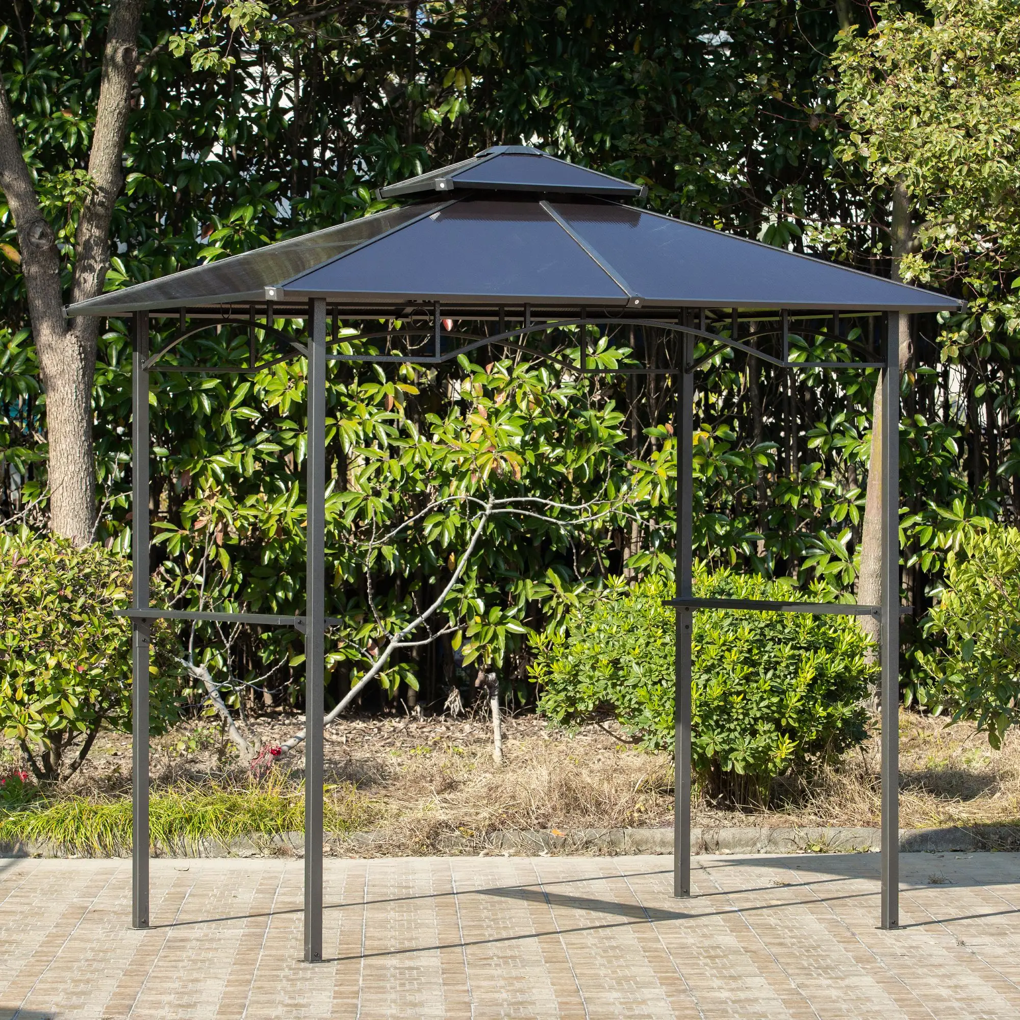 8' x 5' Hardtop Grill Gazebo, Aluminum BBQ Canopy, Outdoor With Side Shelves - Image 8