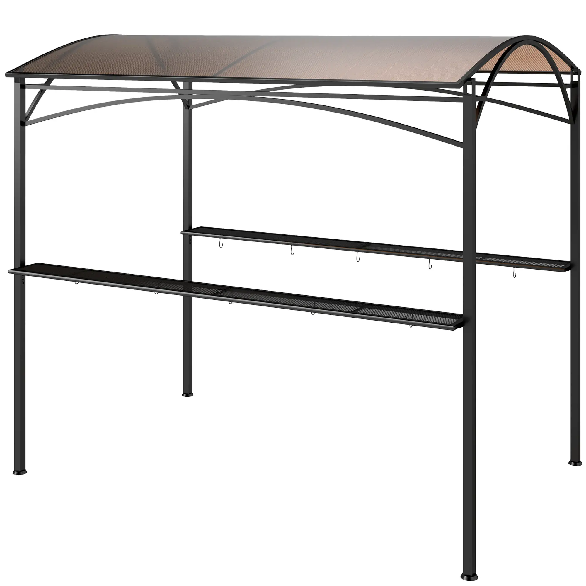 8' x 5' Hardtop Grill Gazebo, PC Board Roof, 2 Shelves, 10 Hooks