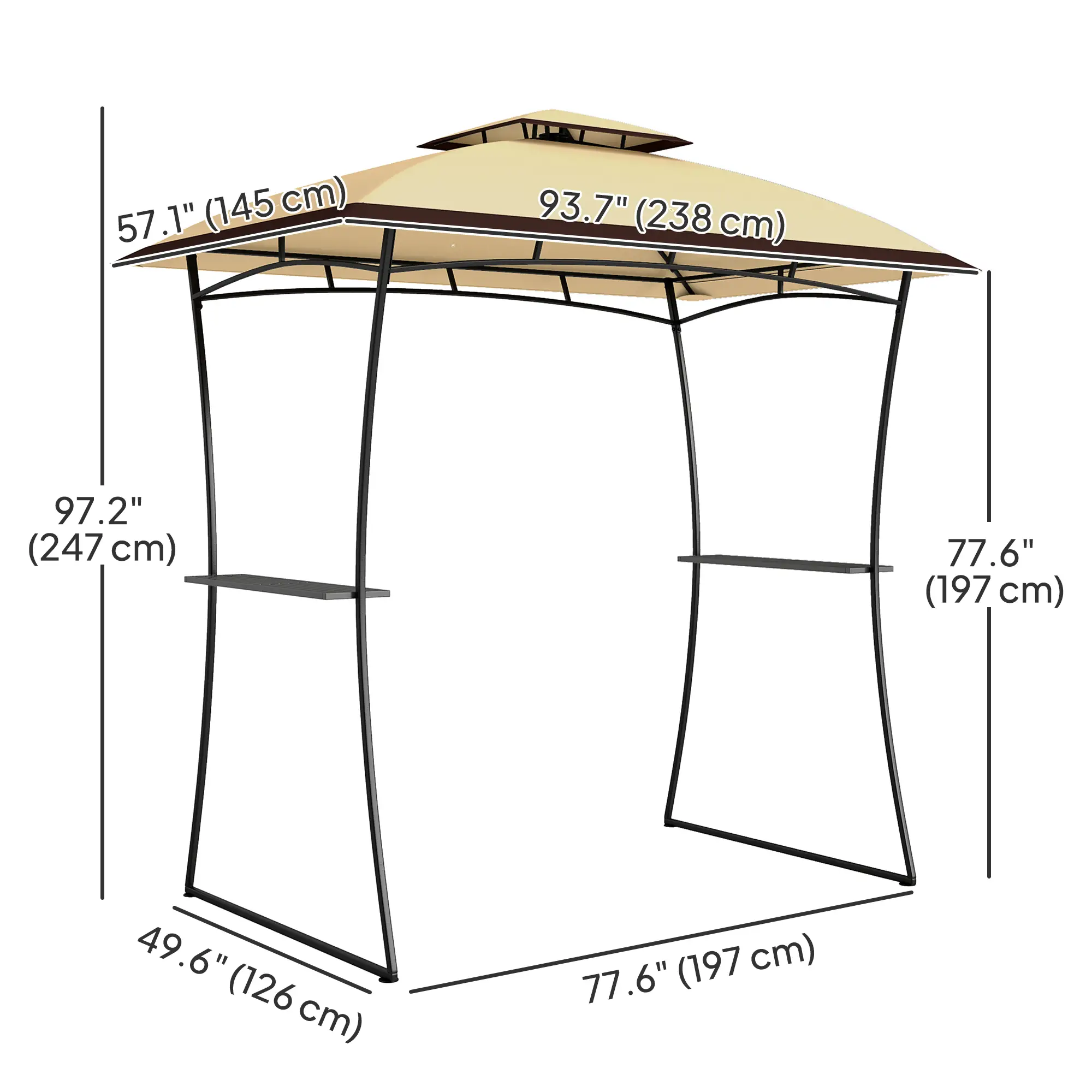 8' x 5' Outdoor Grill Gazebo, Double Tiered, Beige - Image 3