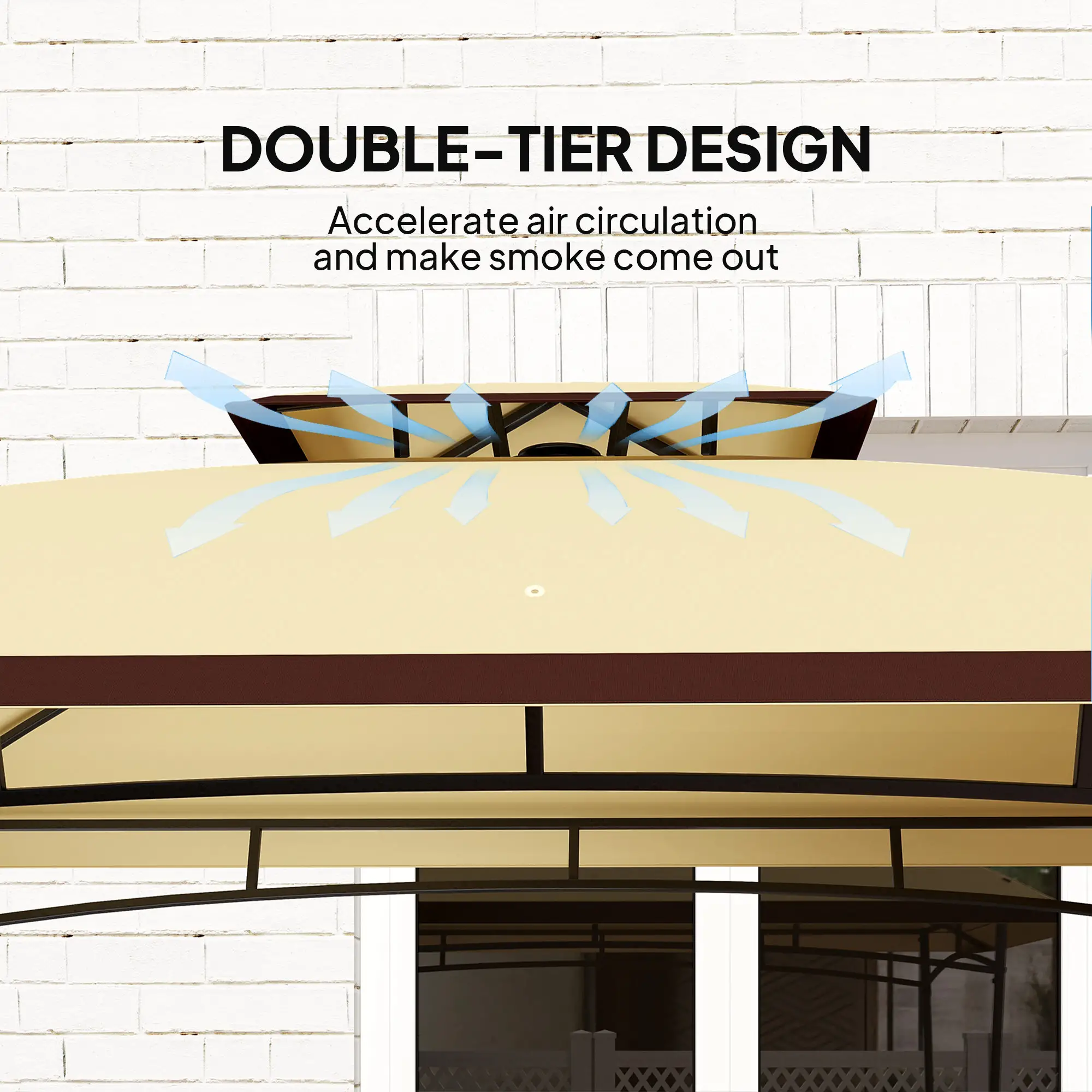 8' x 5' Outdoor Grill Gazebo, Double Tiered, Beige - Image 4