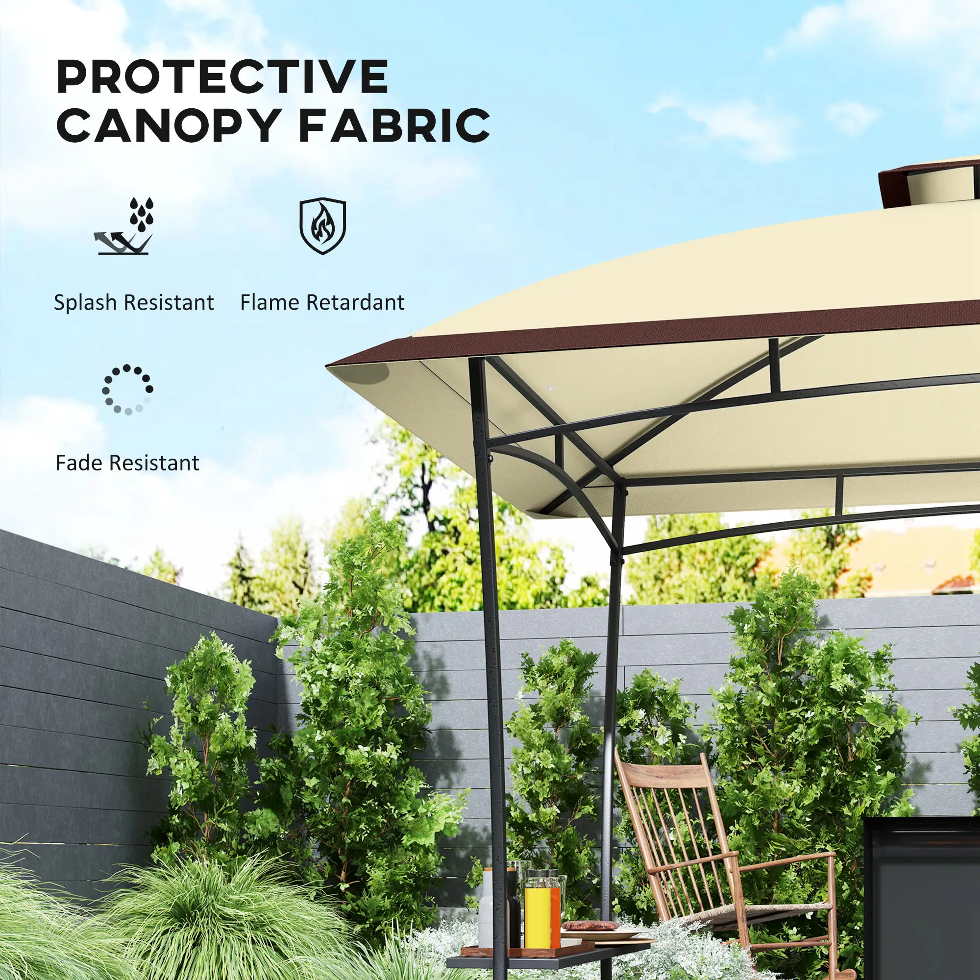 8' x 5' Outdoor Grill Gazebo, Double Tiered, Beige - Image 5