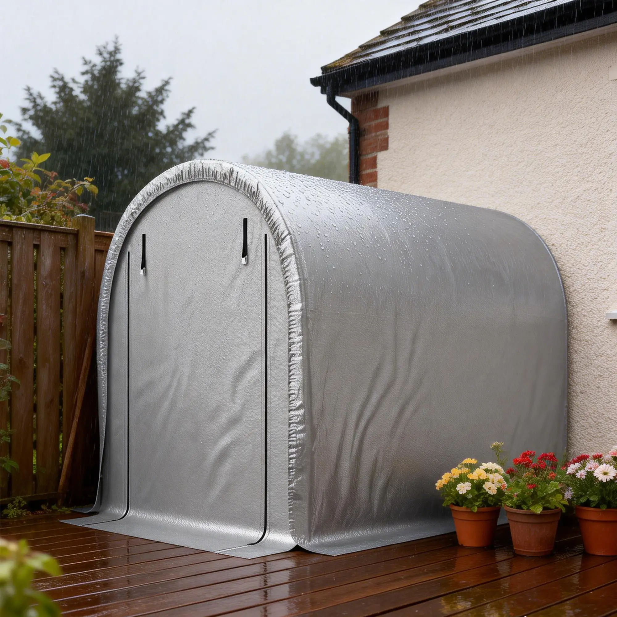8' x 5' Portable Shed, Water-Resistant Bike Tent with Roll-up Zipper Door - Image 10