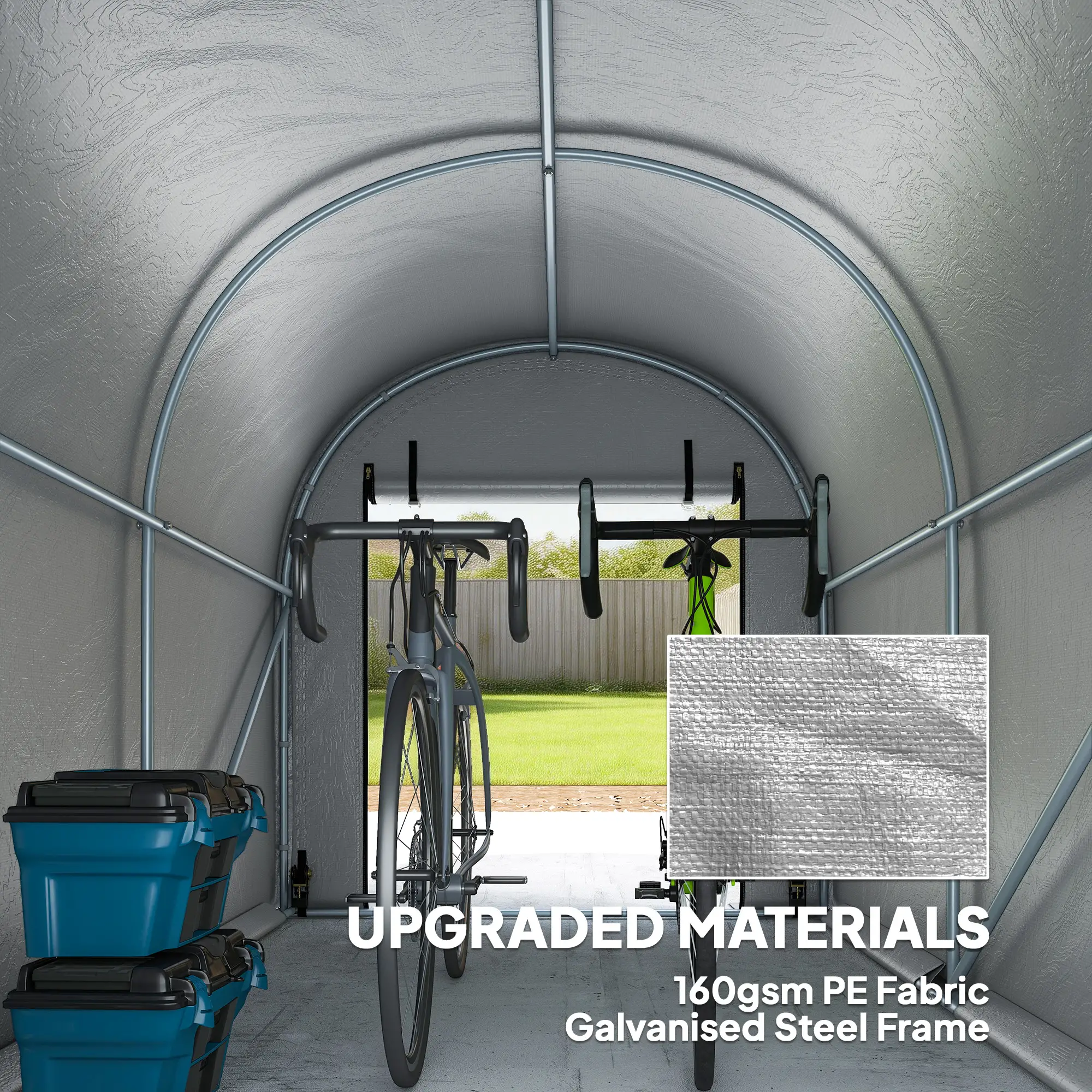 8' x 5' Portable Shed, Water-Resistant Bike Tent with Roll-up Zipper Door - Image 4