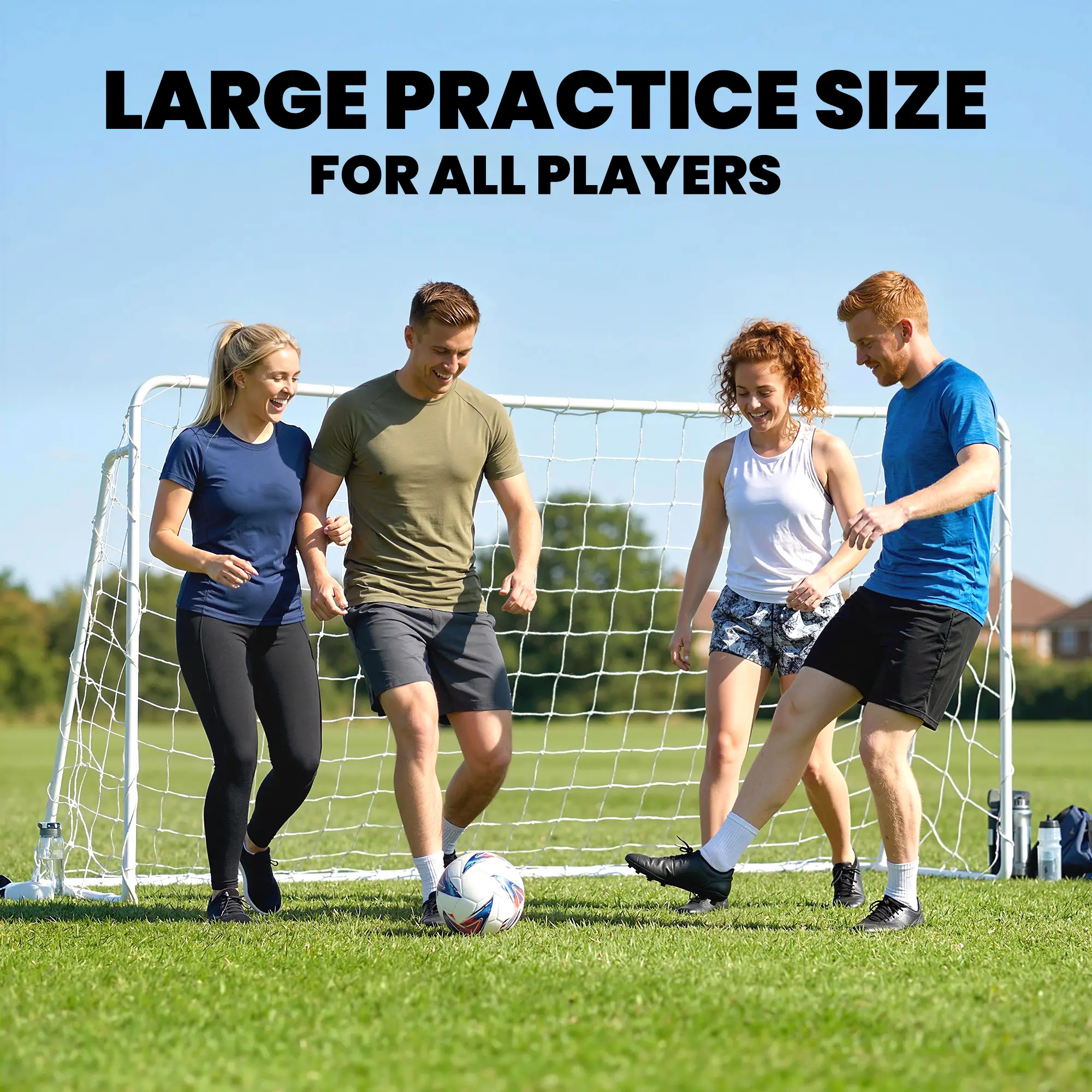 8 X 5Ft Soccer Goal, Portable Practice Net With Nylon Mesh & Steel Frame, Black - Image 4