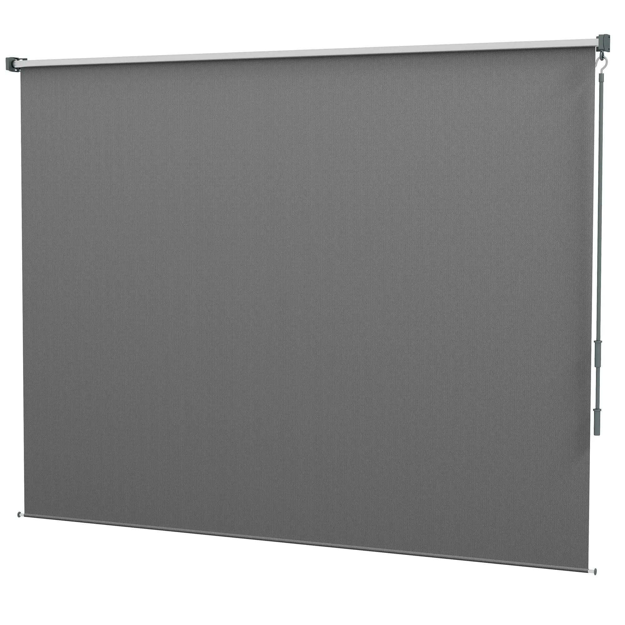 8' x 6' Outdoor Roller Shades, Cordless Patio Door Blinds, Light Grey