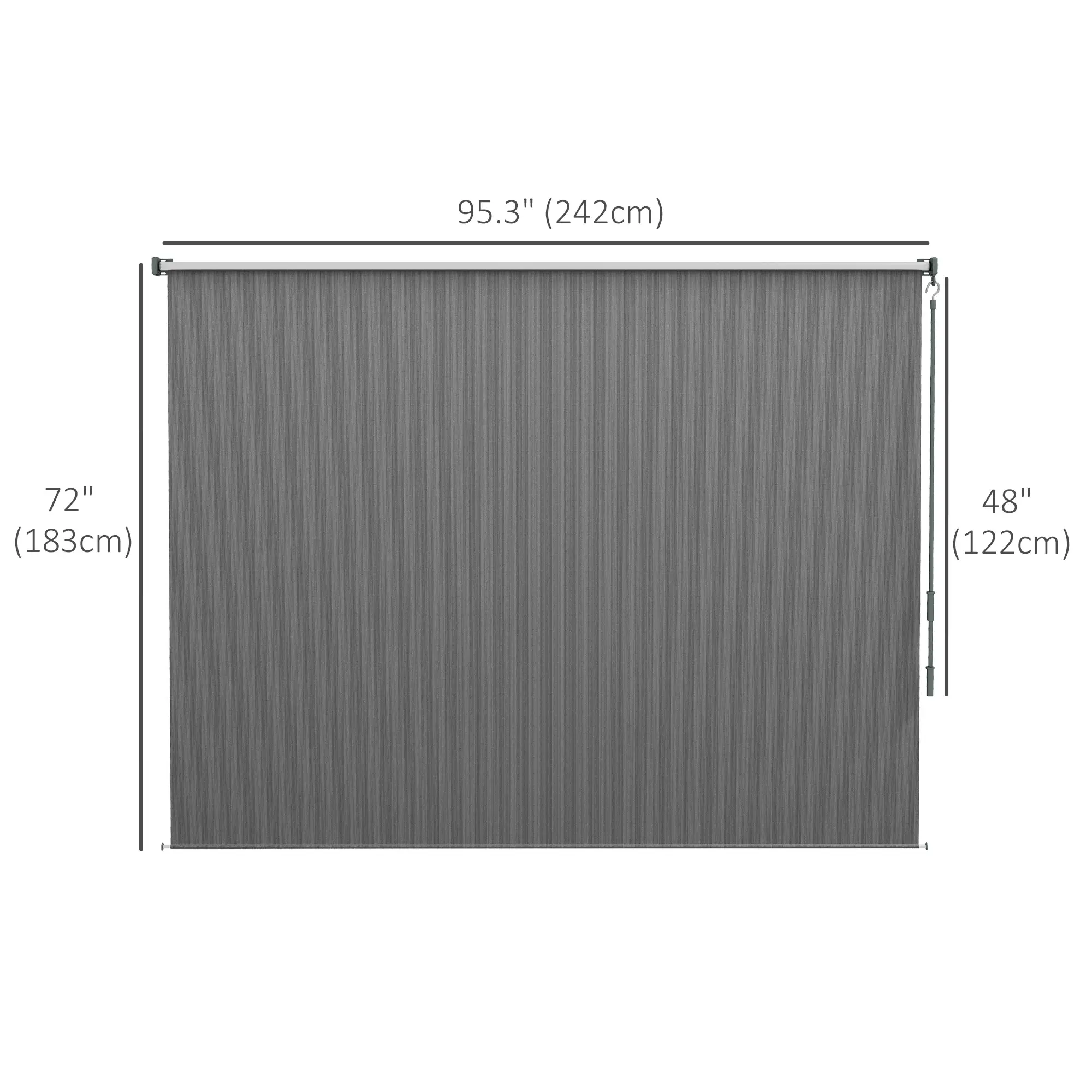 8' x 6' Outdoor Roller Shades, Cordless Patio Door Blinds, Light Grey - Image 3
