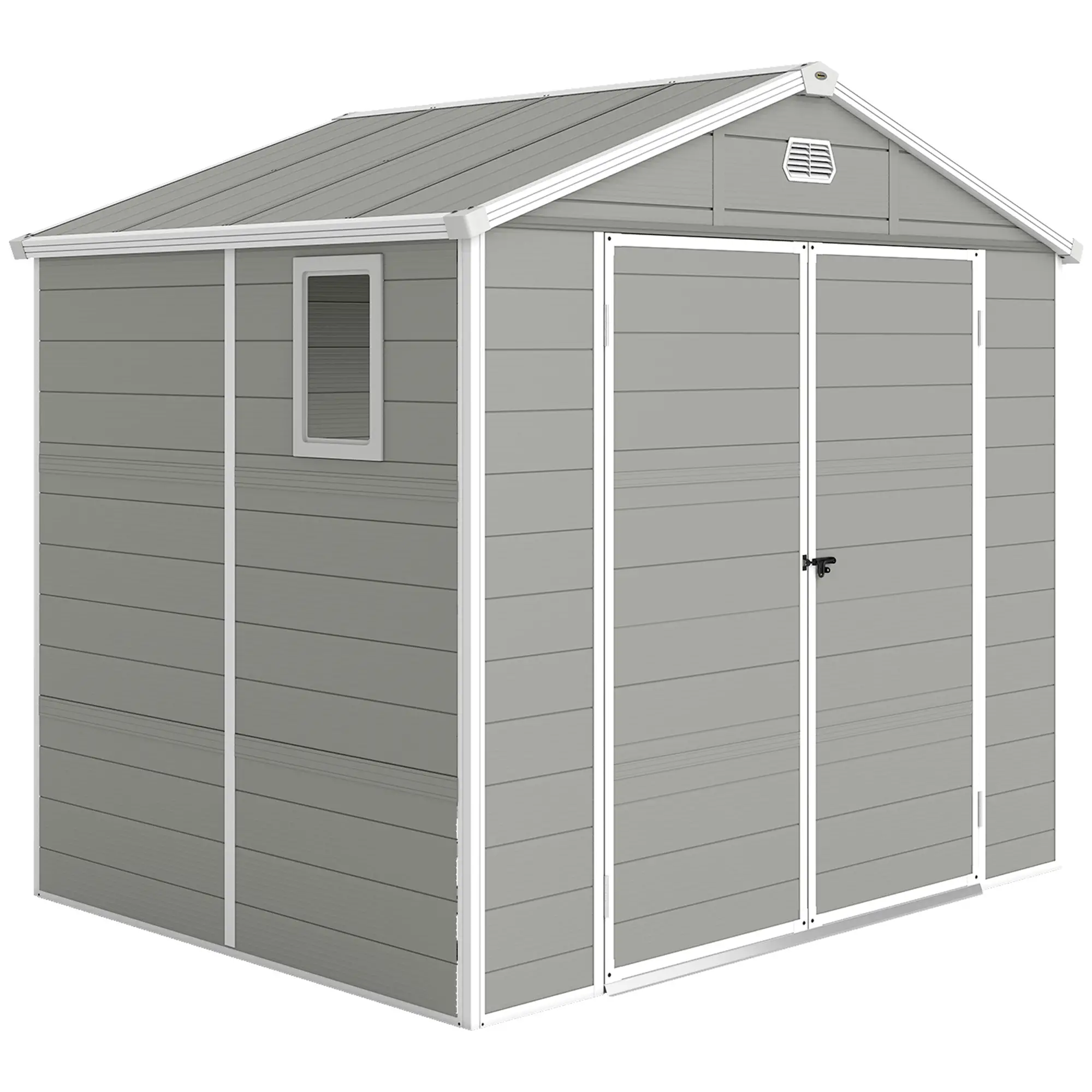 8' x 6' Plastic Garden Storage Shed, Light Grey - Image 11