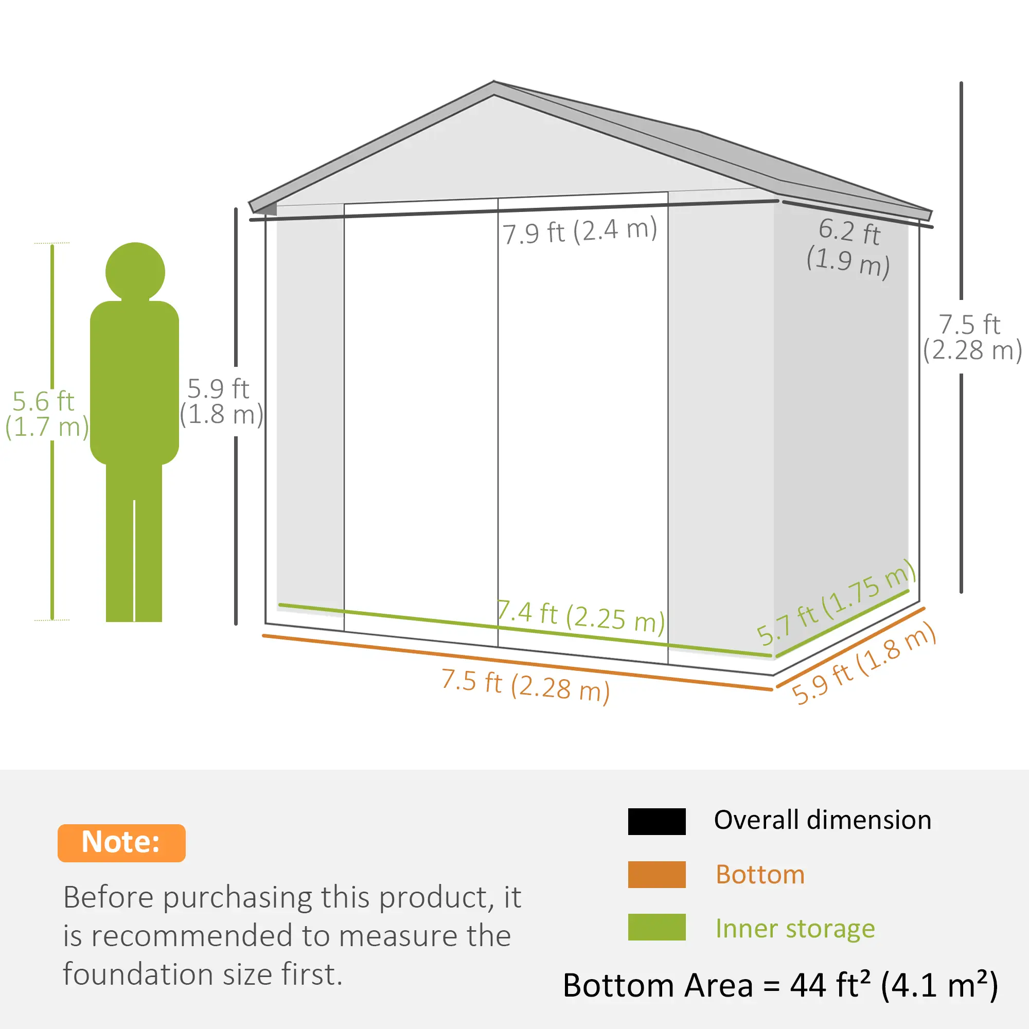 8' x 6' Plastic Garden Storage Shed, Light Grey - Image 3