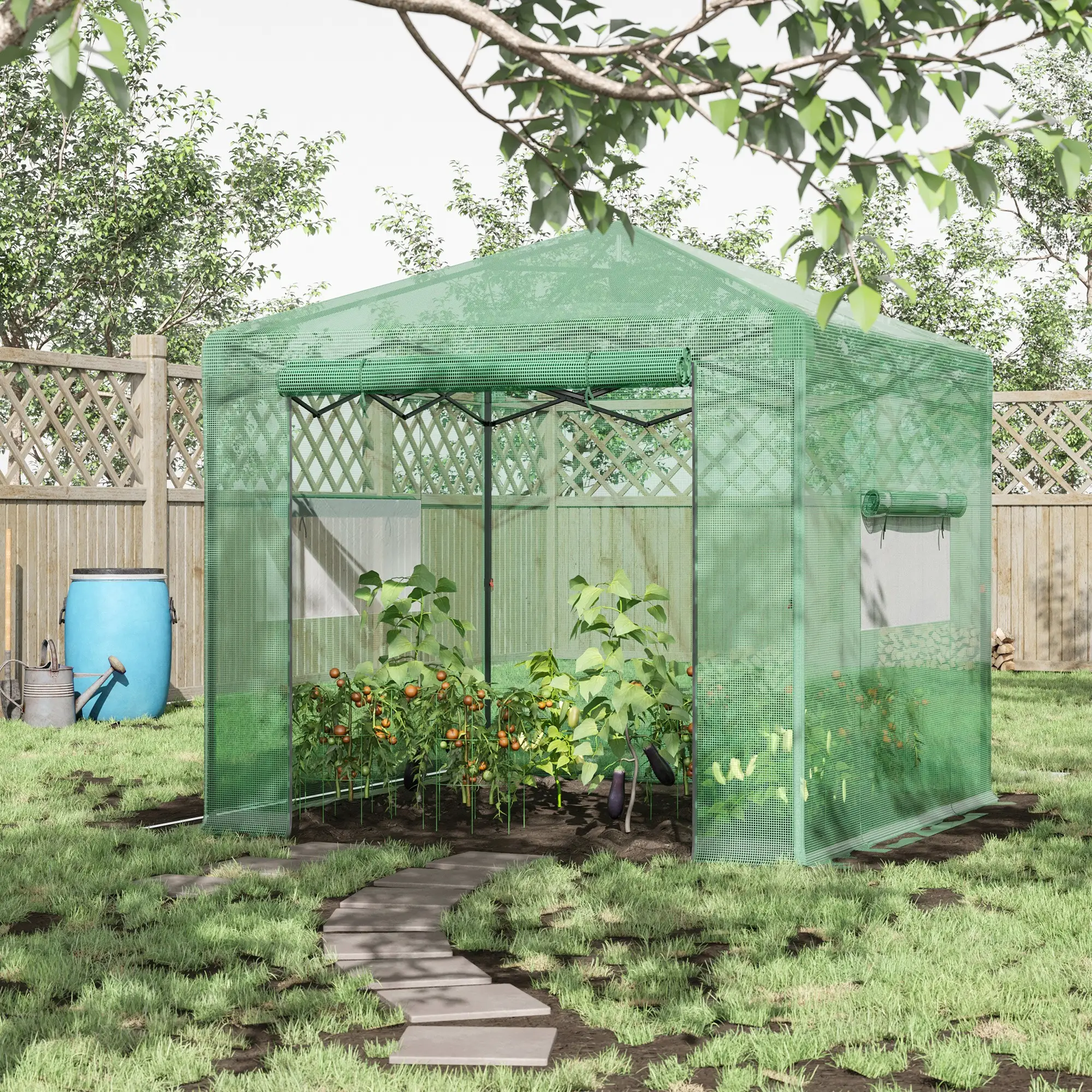 8' x 6' Portable Pop Up Greenhouse, Outdoor Walk-in, Green - Image 2
