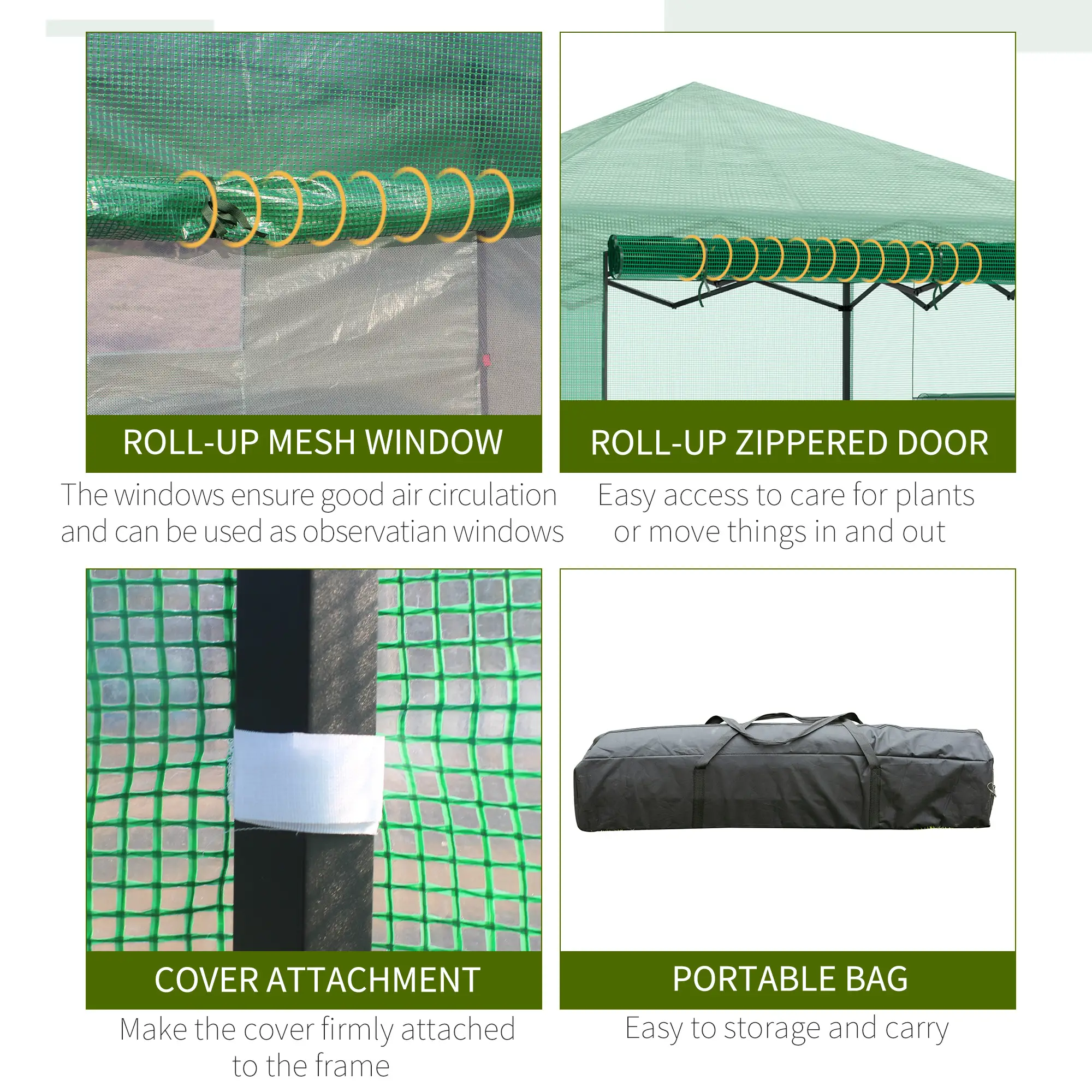 8' x 6' Portable Pop Up Greenhouse, Outdoor Walk-in, Green - Image 5
