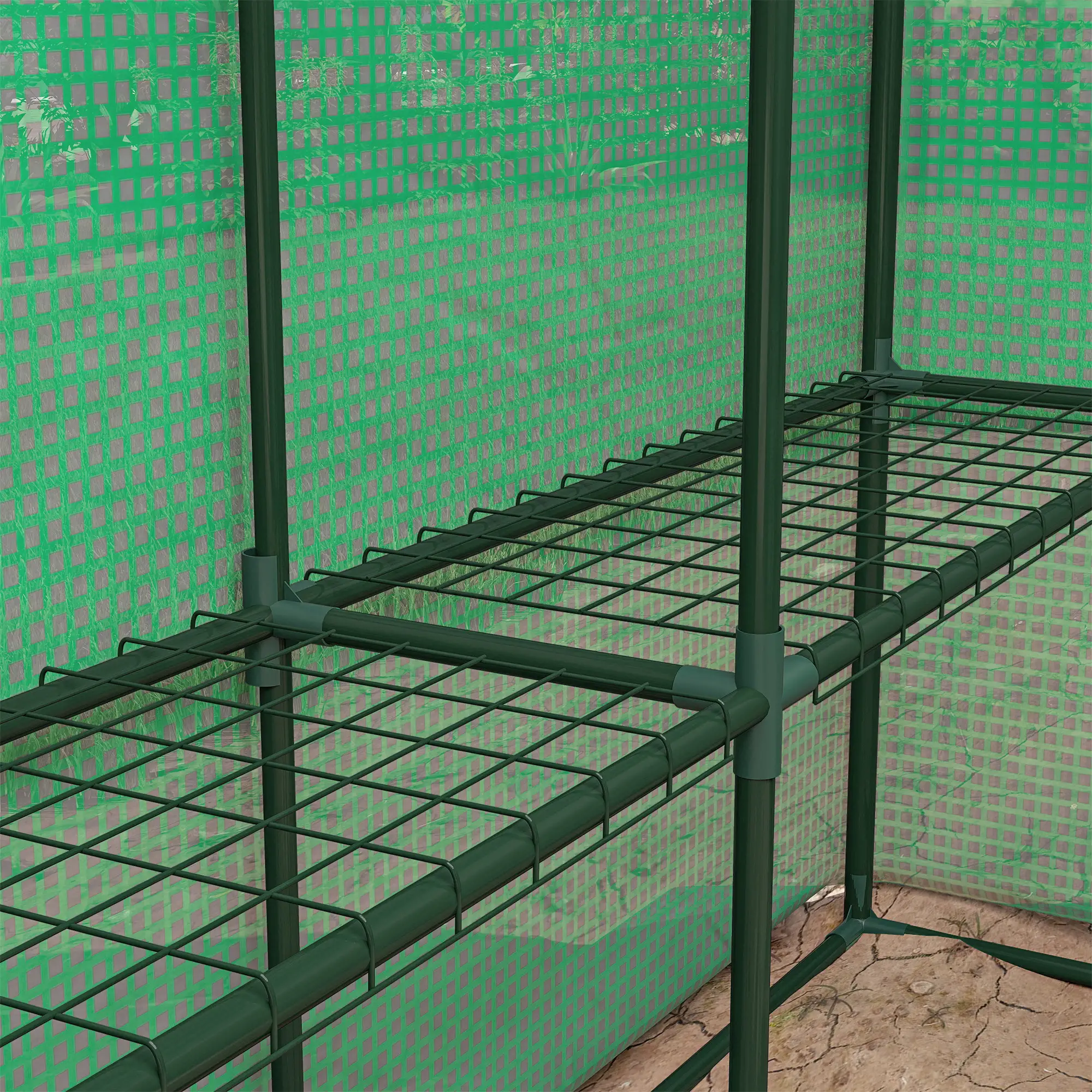 8' x 6' x 7' Portable Walk-In Greenhouse, 18 Shelves, Water/UV Resistant Cover, Roll Up Door - Image 10