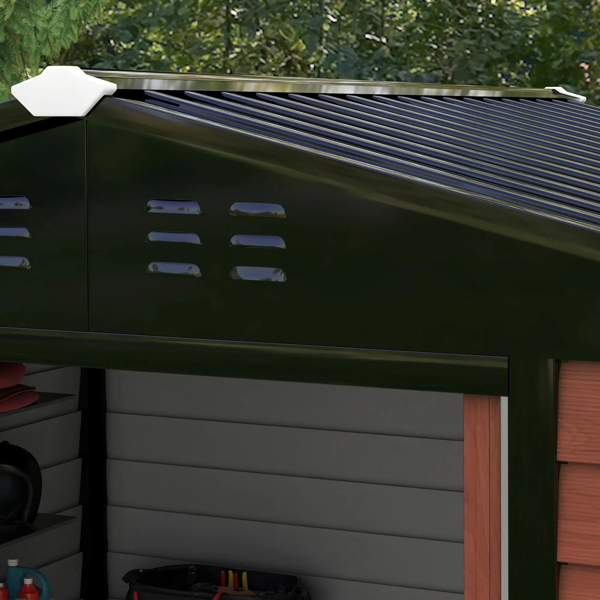 8' x 7' Outdoor Storage Shed, Galvanized Steel, Lockable Doors, Floor Frame - Image 12