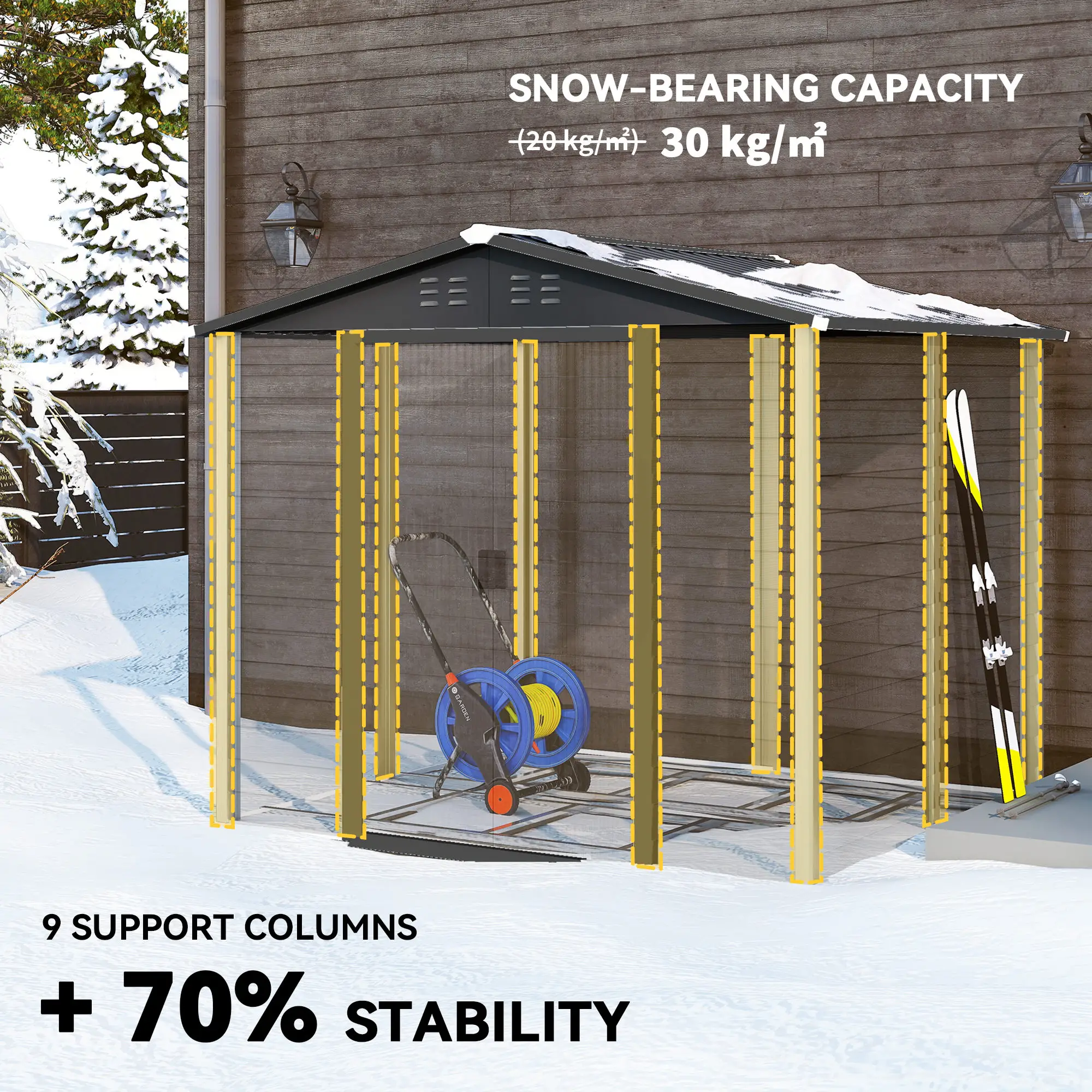 8' x 7' Outdoor Storage Shed, Galvanized Steel, Lockable Doors, Floor Frame - Image 5