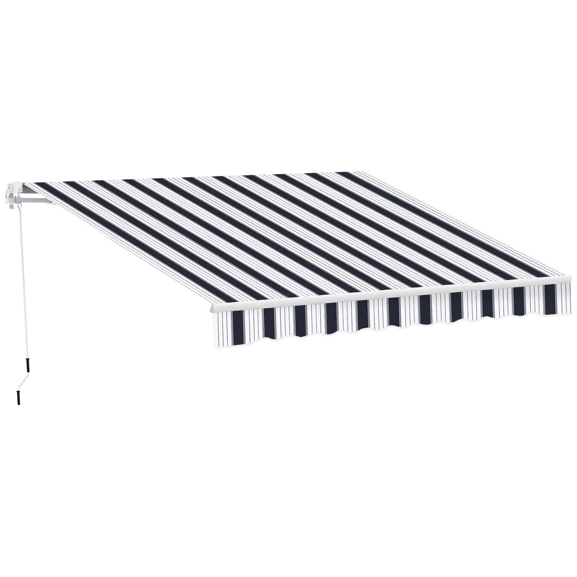 8' x 7' Retractable Awning, UV Water-Resistant Fabric, Aluminum Frame, Blue White, Blue