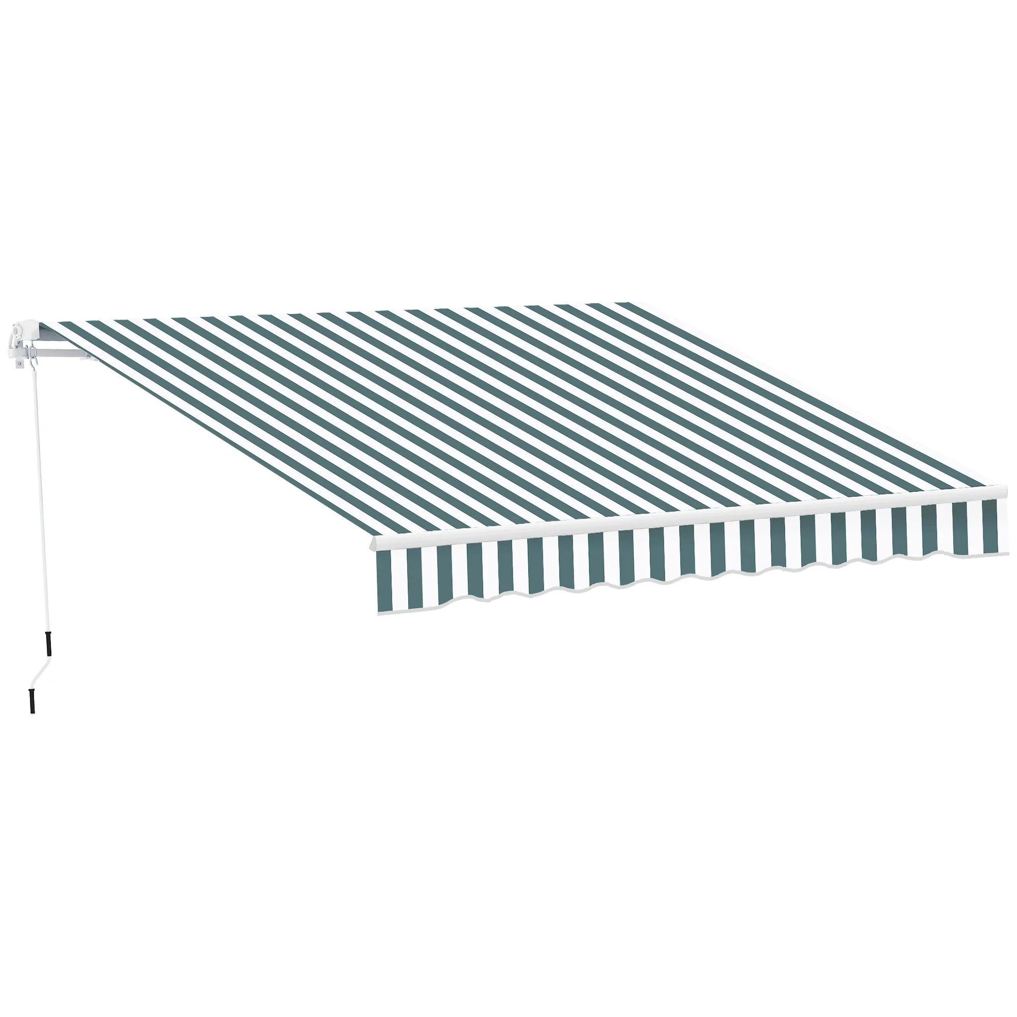 8' x 7' Retractable Awning, UV Water-Resistant Fabric, Aluminum Frame, Green White, Green, White
