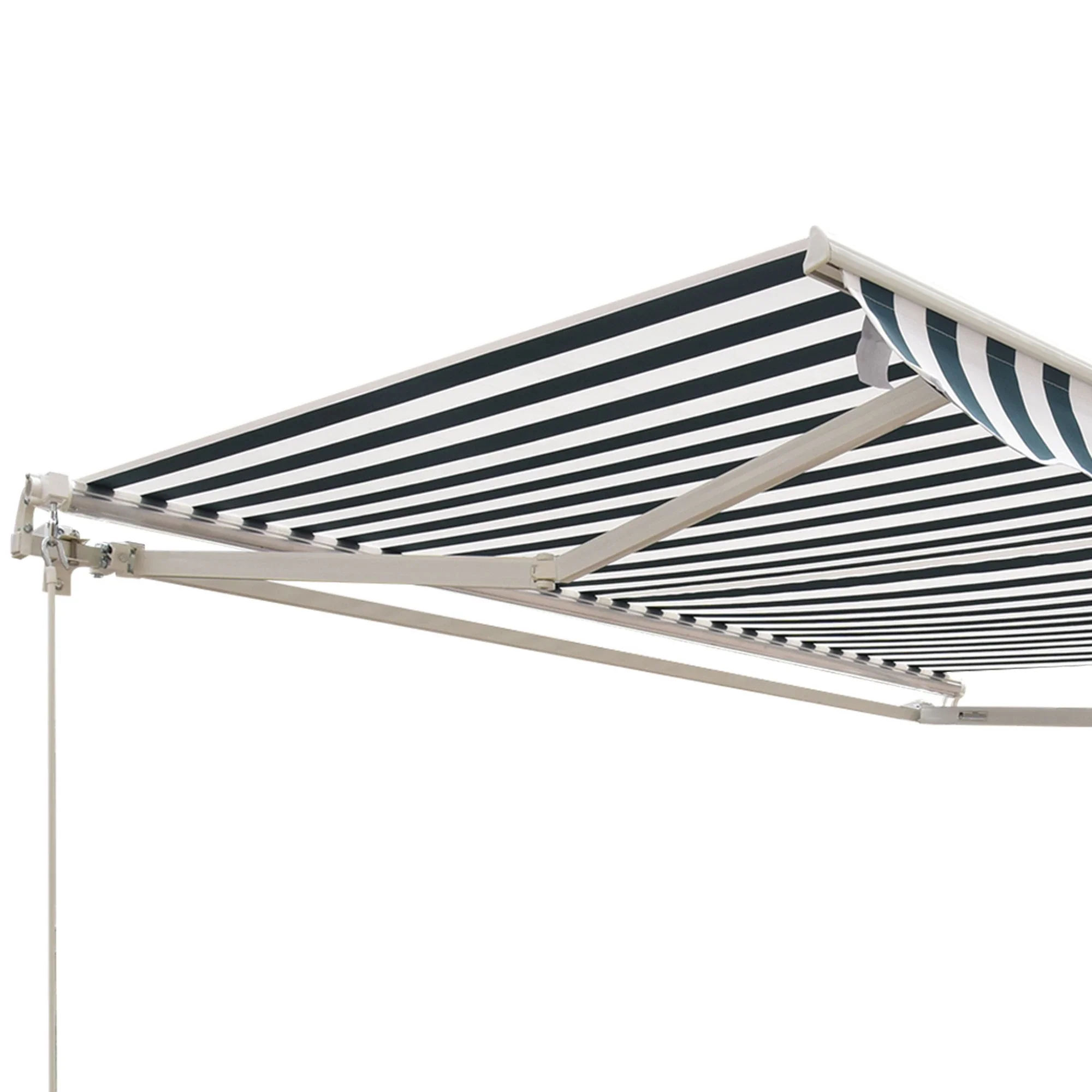 8' x 7' Retractable Awning, UV Water-Resistant Fabric, Aluminum Frame, Green White, Green, White - Image 10