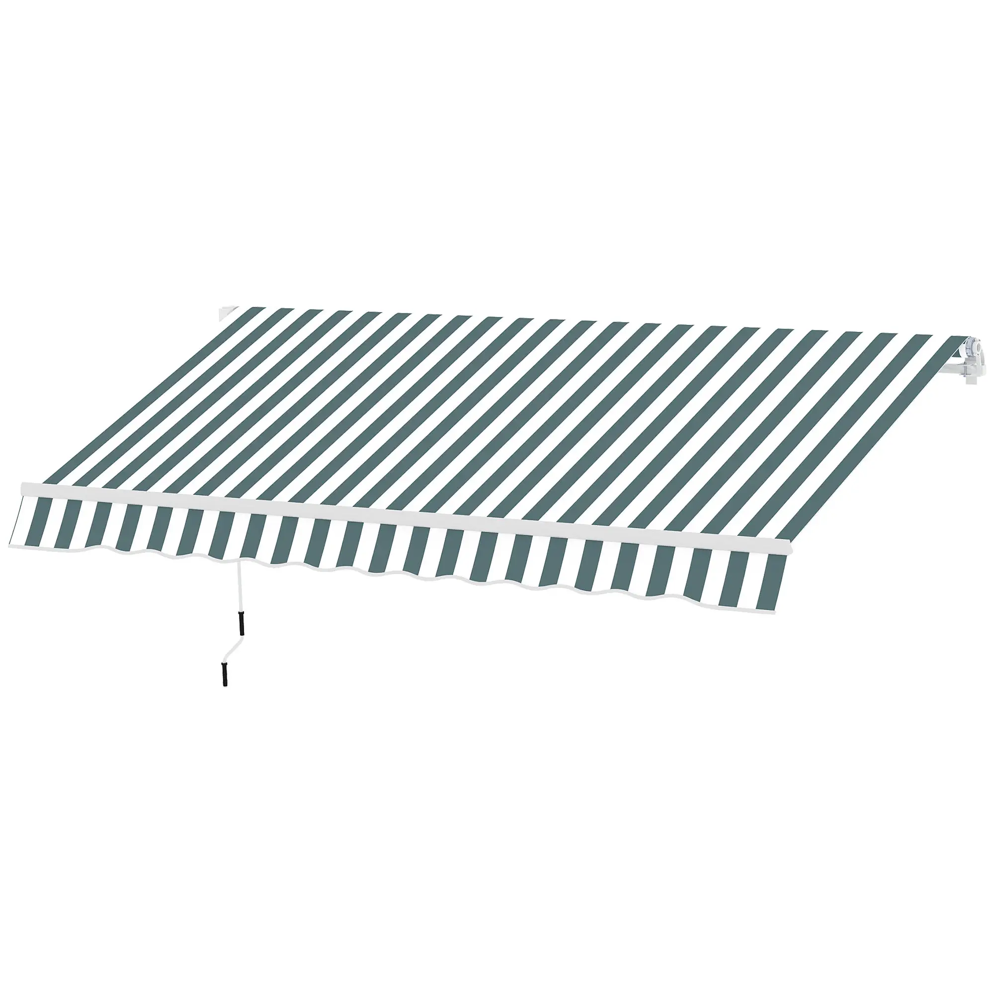 8' x 7' Retractable Awning, UV Water-Resistant Fabric, Aluminum Frame, Green White, Green, White - Image 11