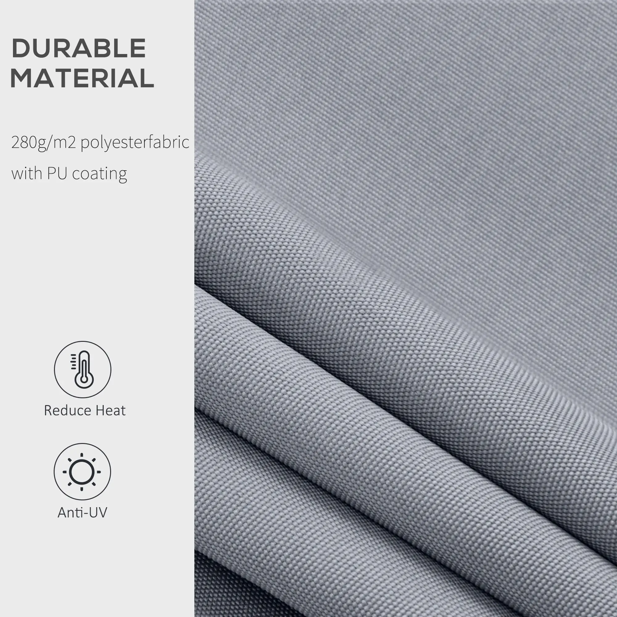 8' x 7' Retractable Awning, UV Water-Resistant Fabric, Aluminum Frame, Grey - Image 4